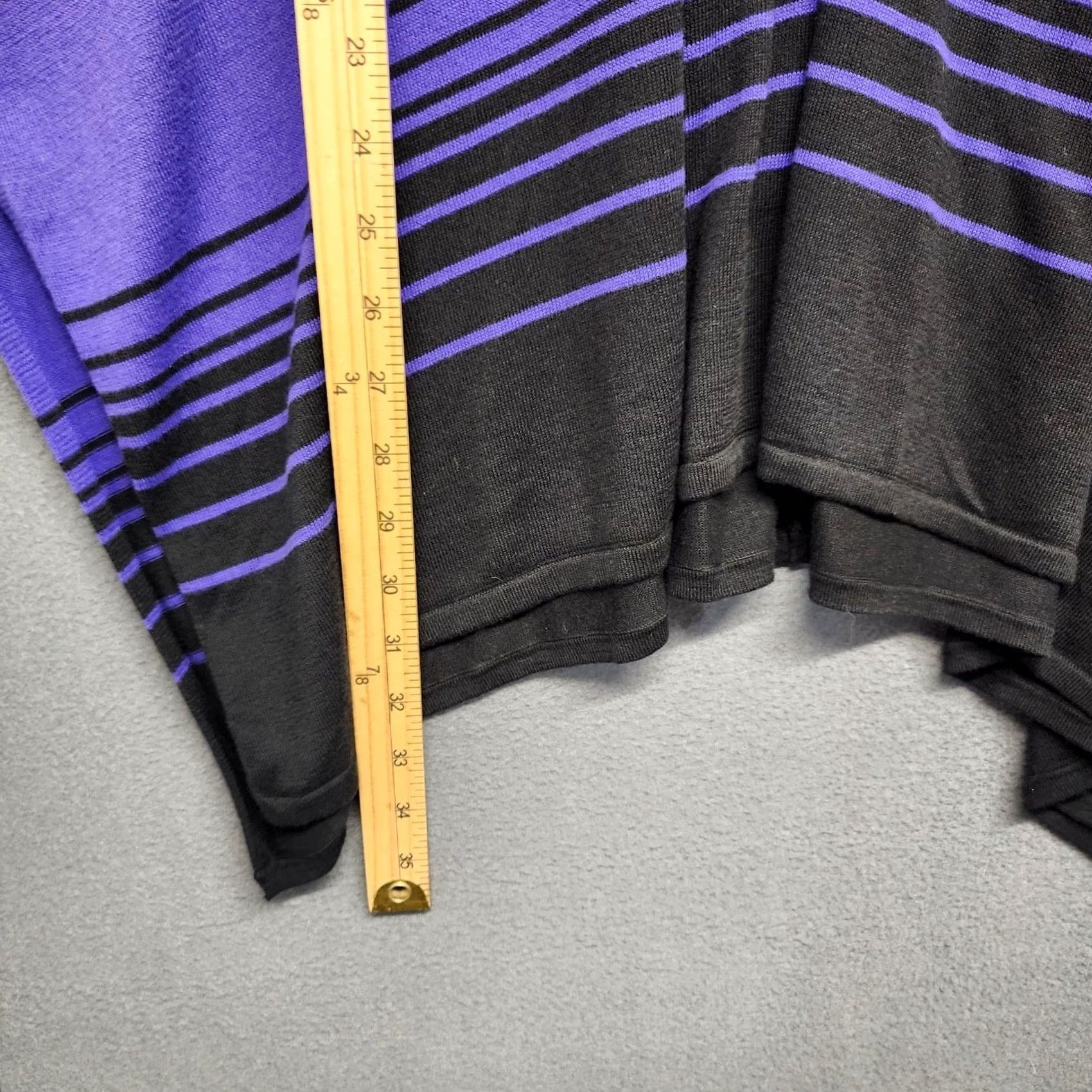 Vintage Chicos One Size Batwing Poncho Sweater Orange Pink Purple Ombre Striped Knit Top Women Short Sleeve Pullover Knits Top pattern Striped Size ONE SIZE - 5 Thumbnail