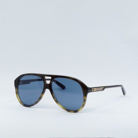 image of New Gucci Gg1286S 004 Vintage Havana/blue Sunglasses in Brown, Men's