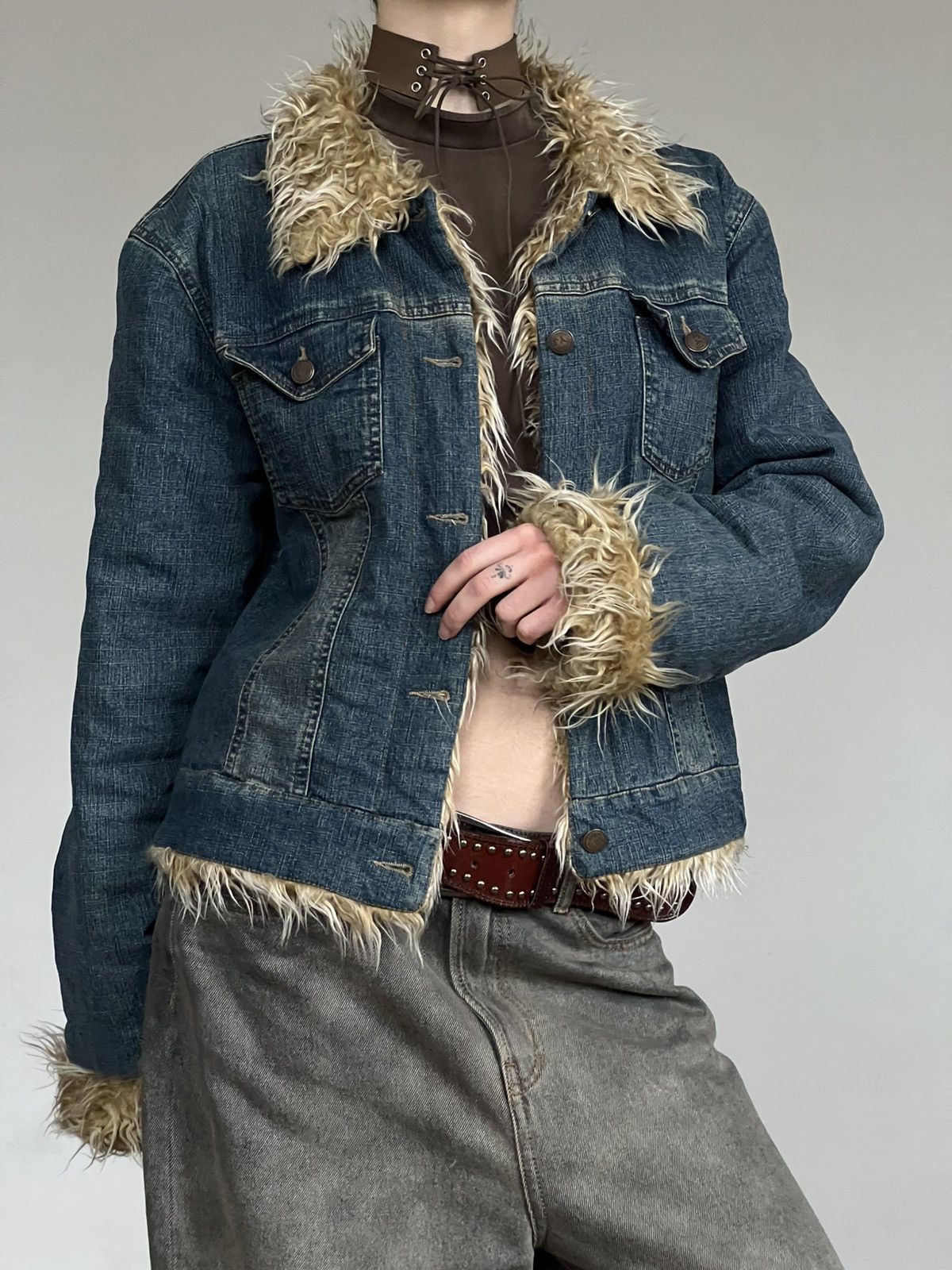 Vintage VINTAGE FAUX FUR DENIM JACKET AFGHAN COAT MINI PENNY LANE Size M / US 6-8 / IT 42-44 - 9 Thumbnail