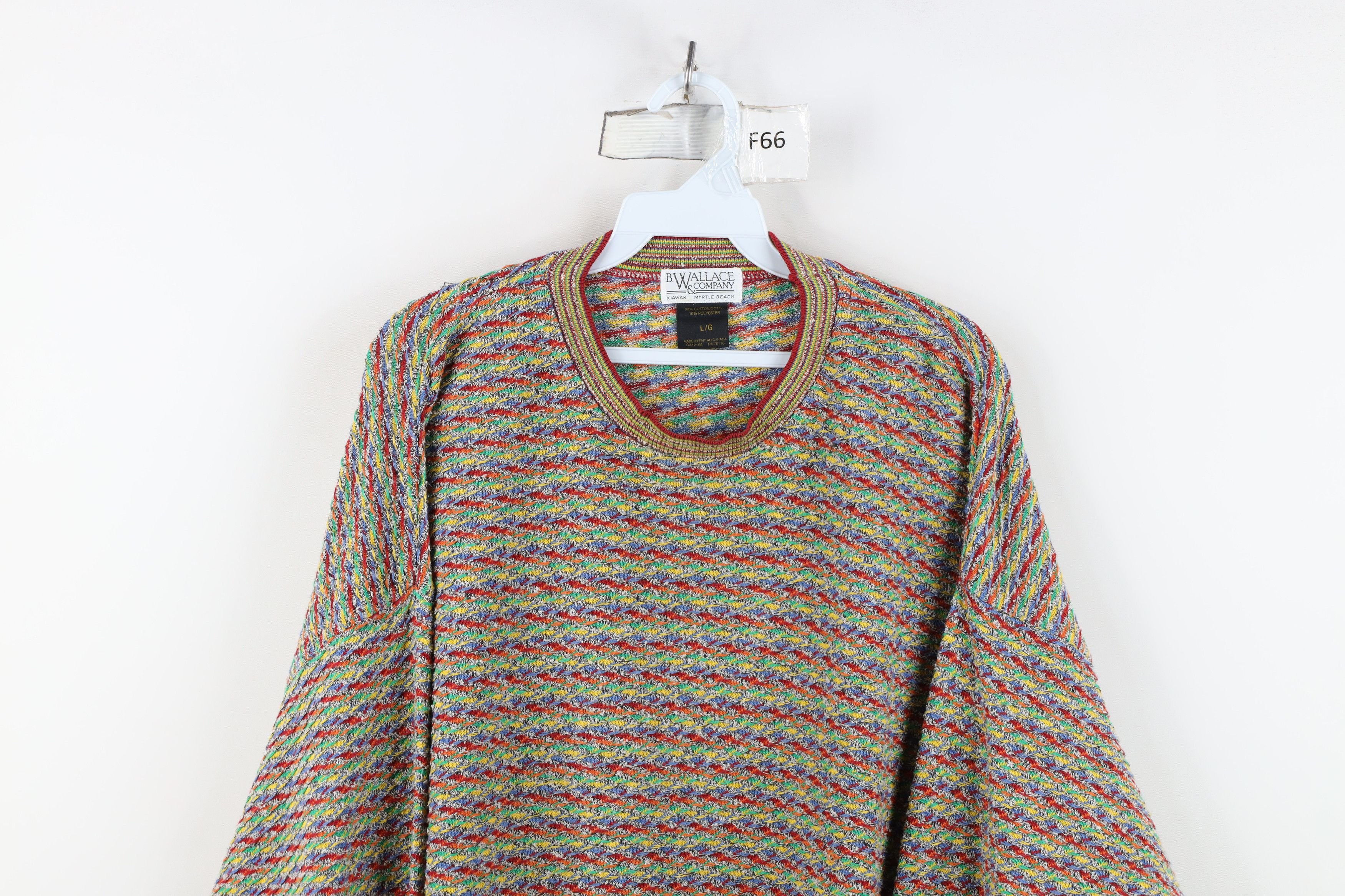 Vintage Vintage 90s Streetwear Rainbow Striped Knit Crewneck Sweater Size US L / EU 52-54 / 3 - 2 Thumbnail