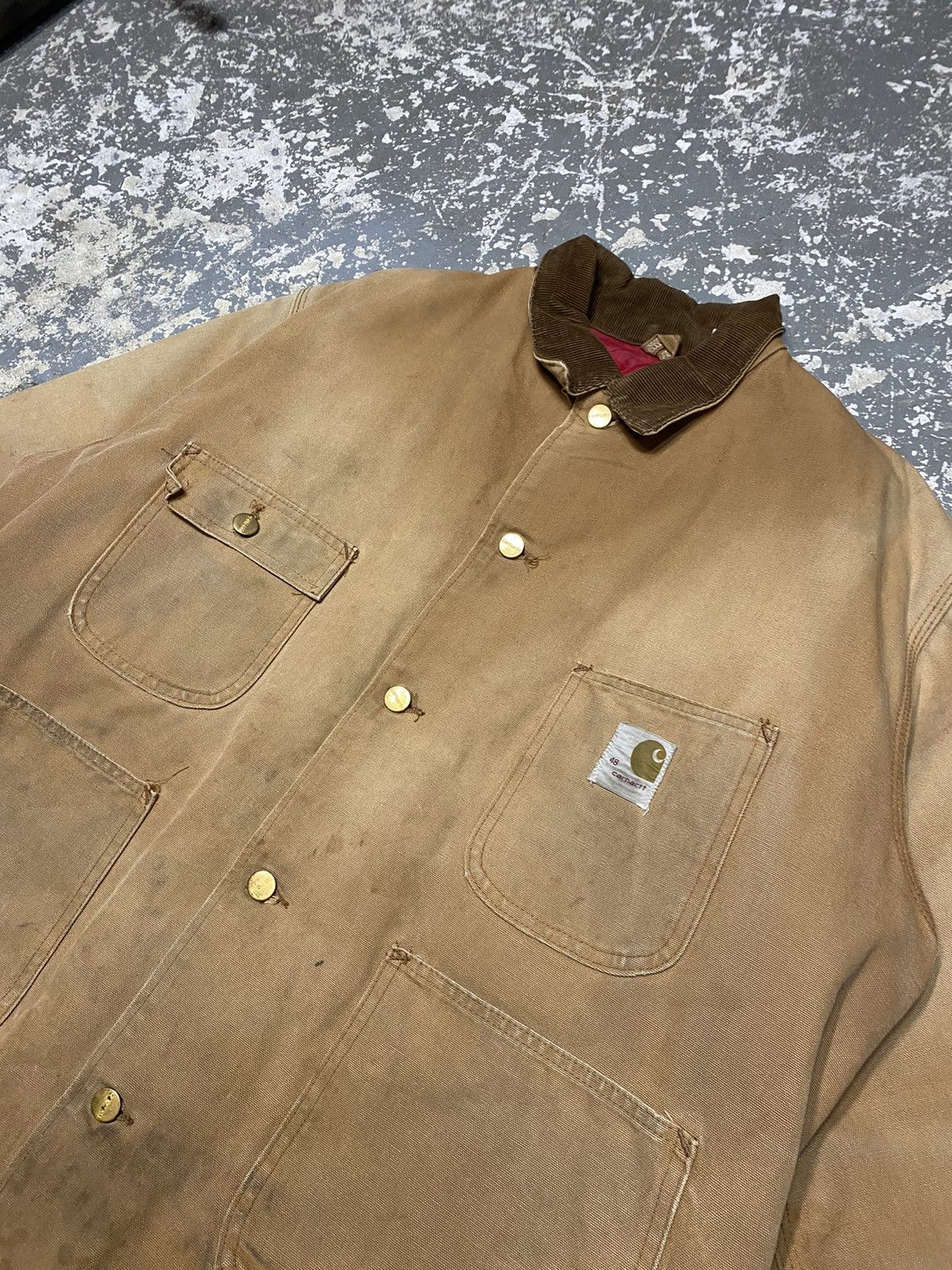 Carhartt × Vintage Vintage Carhartt Tan Insulated Chore Coat Jacket Faded 70s Size US L / EU 52-54 / 3 - 11 Thumbnail