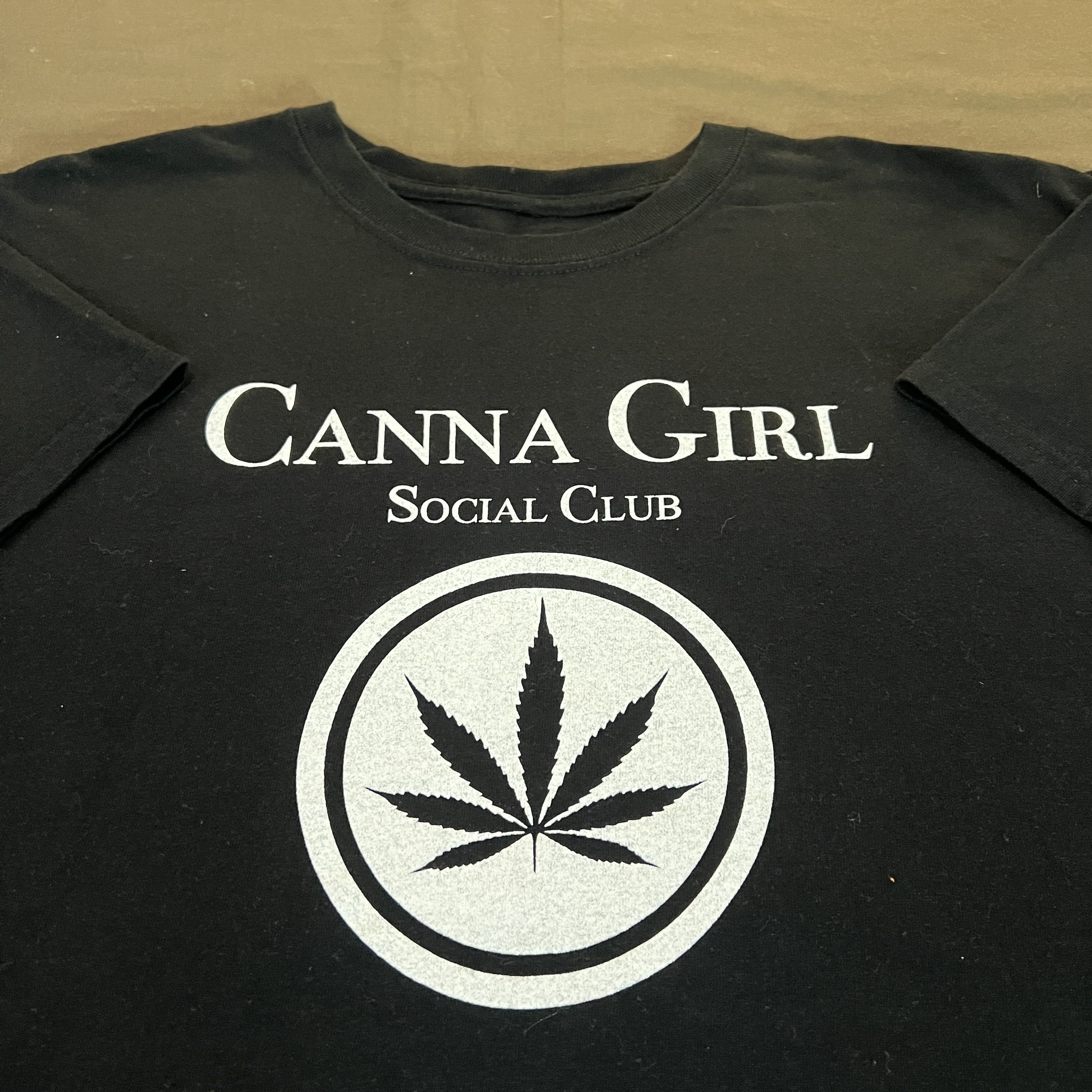 Vintage Y2K Canna Girl Social Club Cannabis Promo Tee