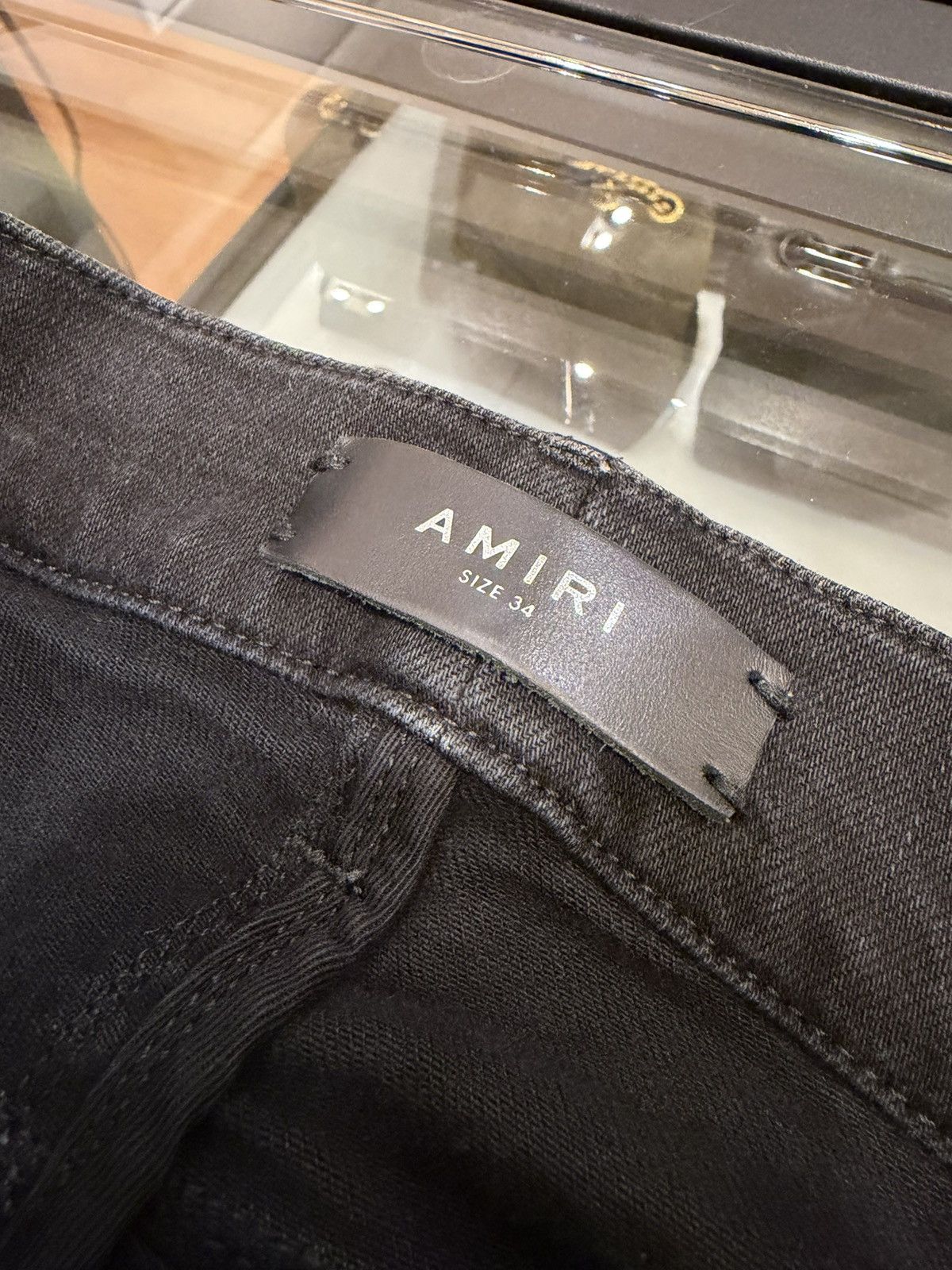 Amiri Amiri Mx1 Black Leather Patch Denim Jeans Size US 34 / EU 50 - 3 Thumbnail
