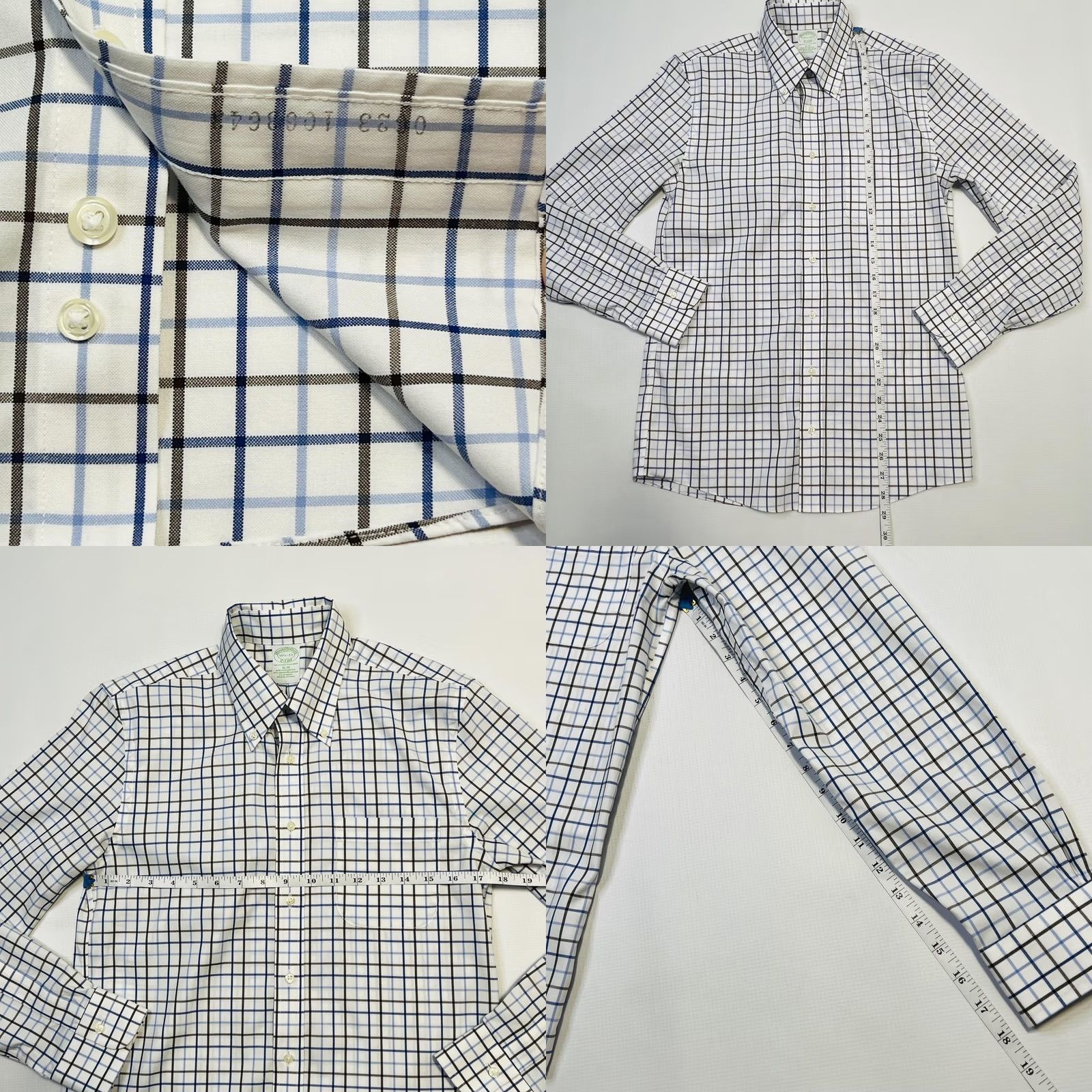 Brooks Brothers Brooks Brothers Shirt Mens 14.5 Slim White Plaid Non-Iron Supima Cotton Size US M / EU 48-50 / 2 - 8 Thumbnail