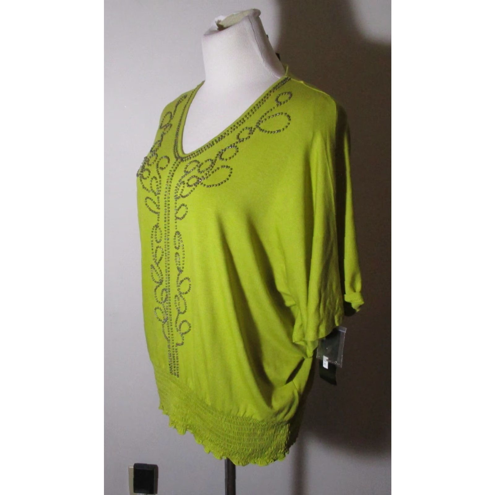 Vintage STYLE & CO. Top Petite Green Beaded PL NWT Size L / US 10 / IT 46 - 4 Thumbnail