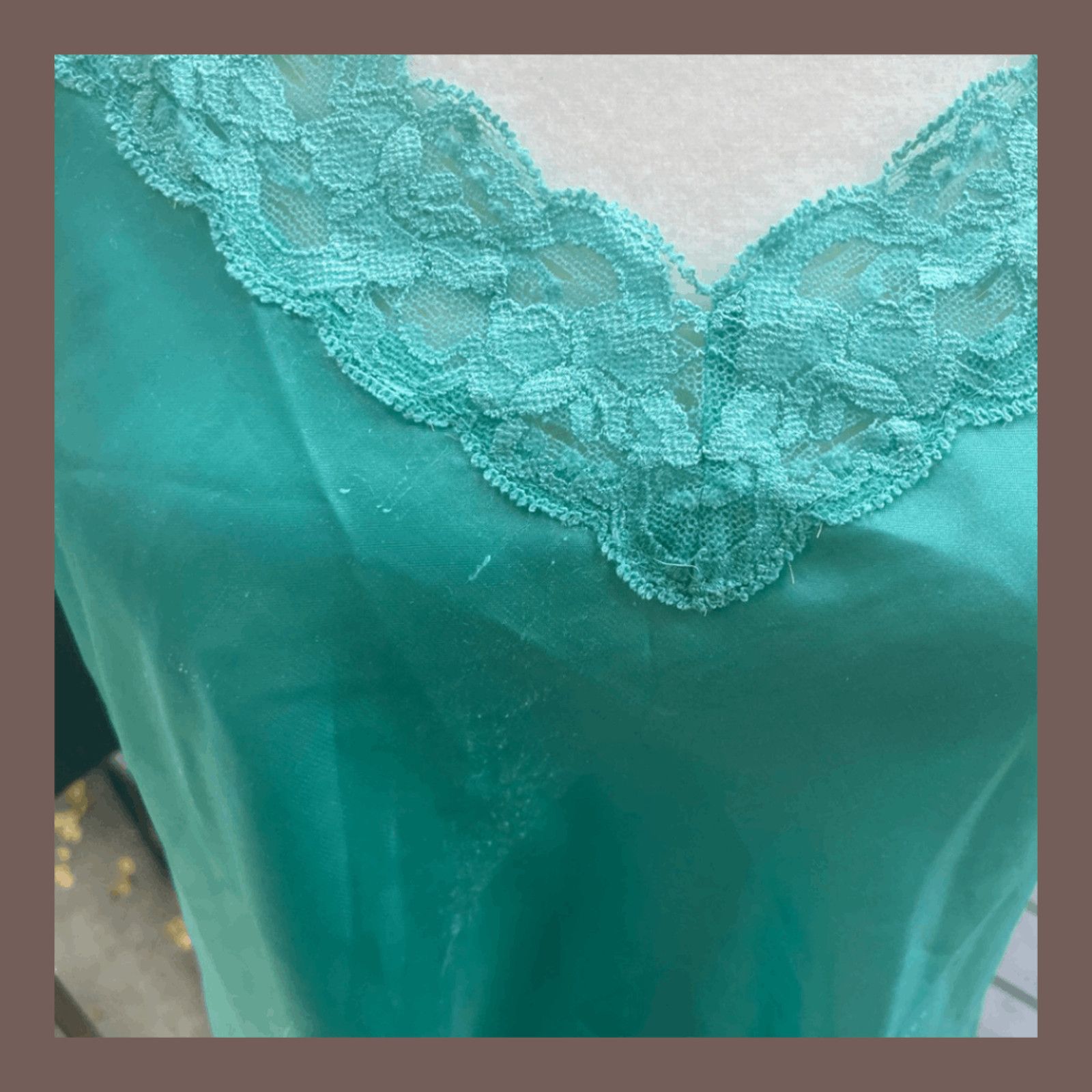 Vintage VTG Slip Dress | Thalia Sodi Green Lace Chemise Y2K Lingerie Size S / US 4 / IT 40 - 6 Thumbnail