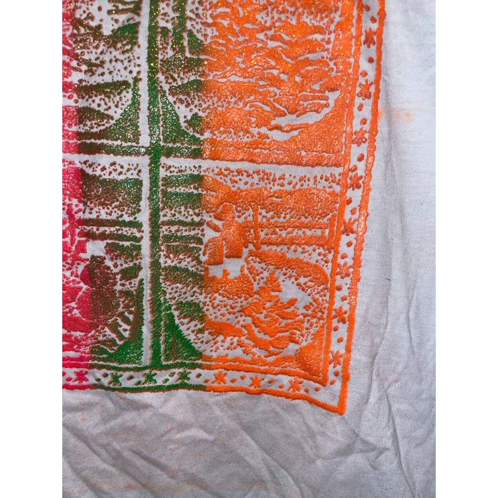 Jerzees Vintage Tree Shirt Red Green Orange Forest Tee Nature Medium Size US M / EU 48-50 / 2 - 4 Thumbnail