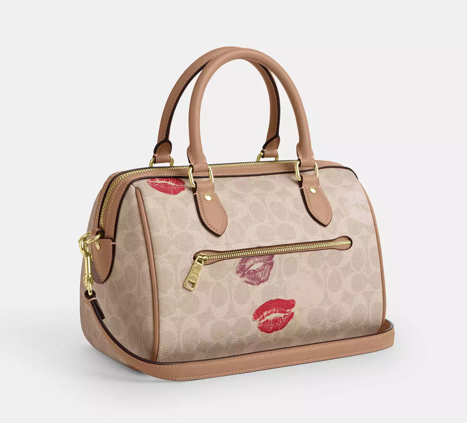 Coach Rowan Satchel Bag With Lips Print CZ934 sand multi color Size ONE SIZE - 9 Thumbnail
