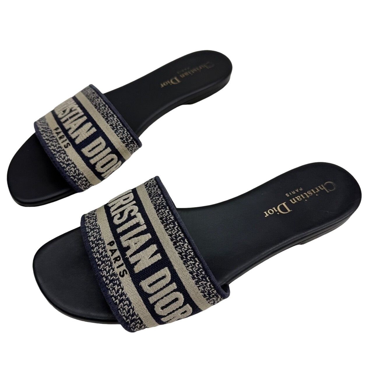 Dior Dior Dway Embroidered Canvas Slides Size 38 Size US 7 / IT 37 - 1 Thumbnail