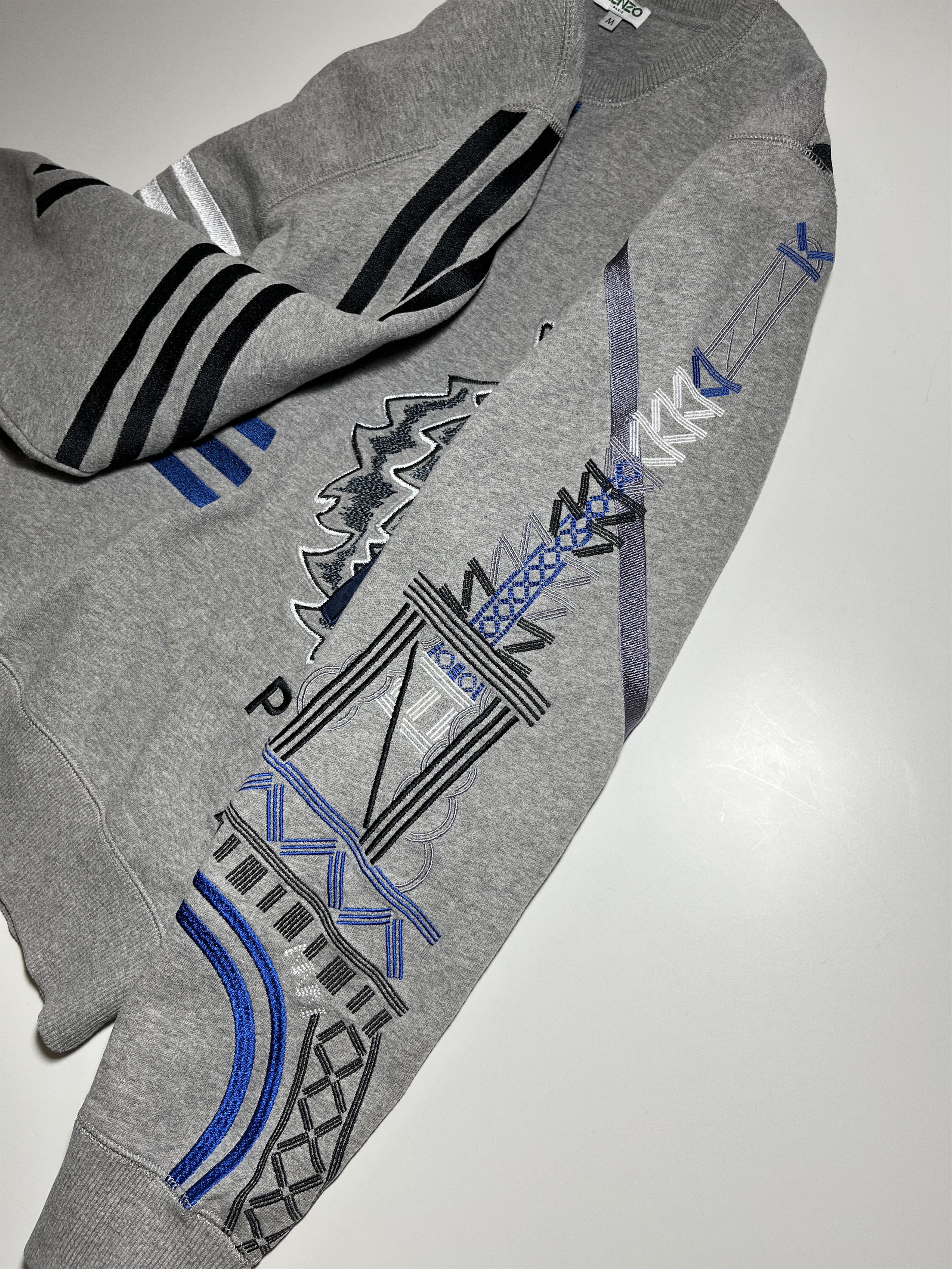 Kenzo Kenzo Embroidered Tiger Geometric Gray Sweatshirt Size M Size US M / EU 48-50 / 2 - 11 Thumbnail