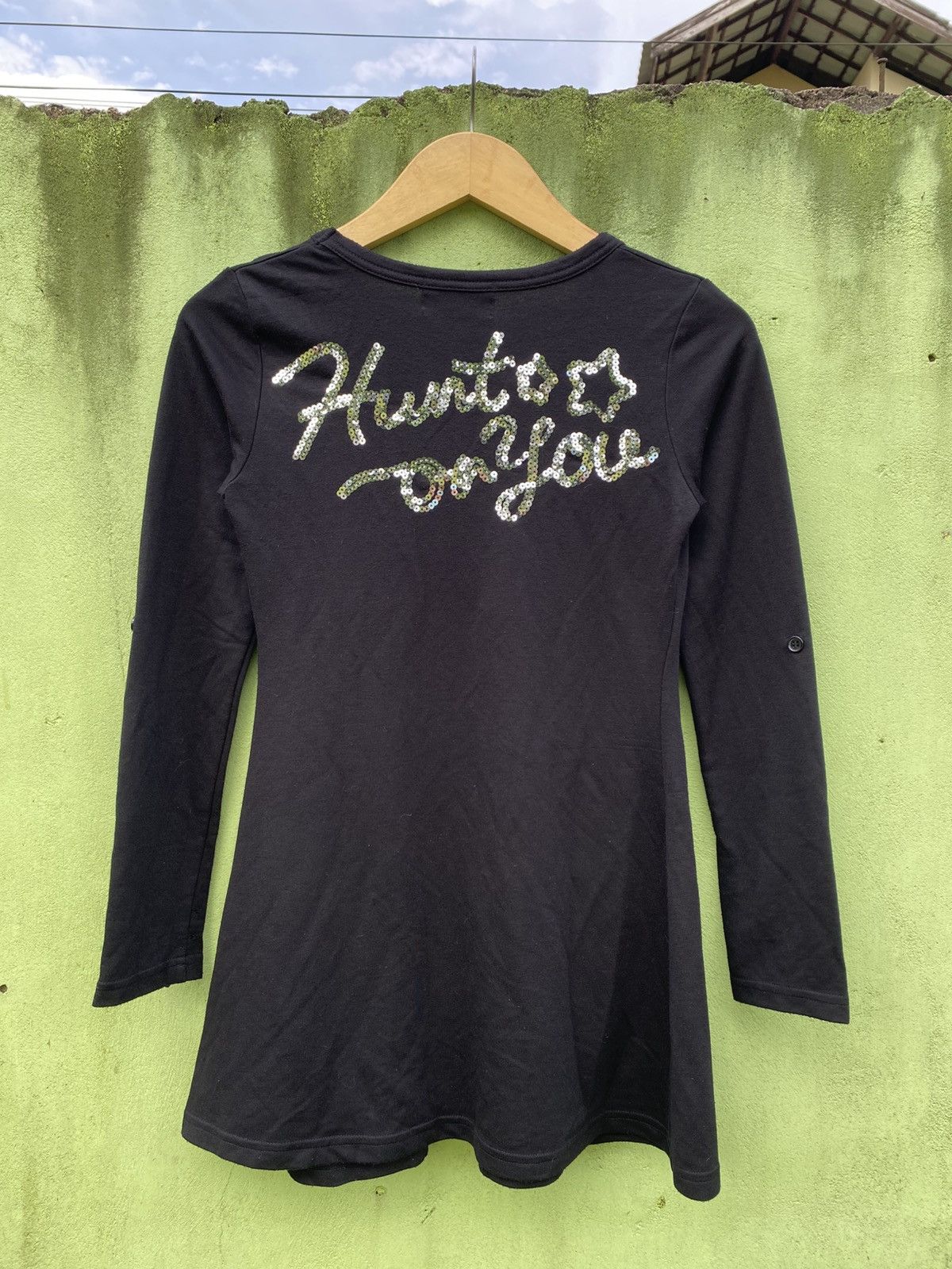 Japanese Brand Galyge Black Tunic Dress With A Skull Crossbones Rhinestone Size M / US 6-8 / IT 42-44 - 2 Thumbnail