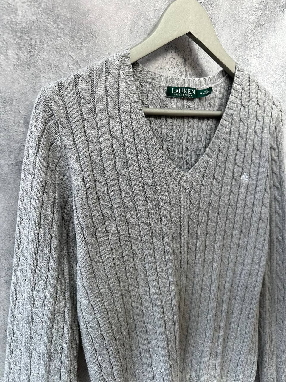 Lauren Ralph Lauren Lauren Ralph Lauren Cable Knit V-Neck Sweater Gray Jumper Size M / US 6-8 / IT 42-44 - 4 Thumbnail
