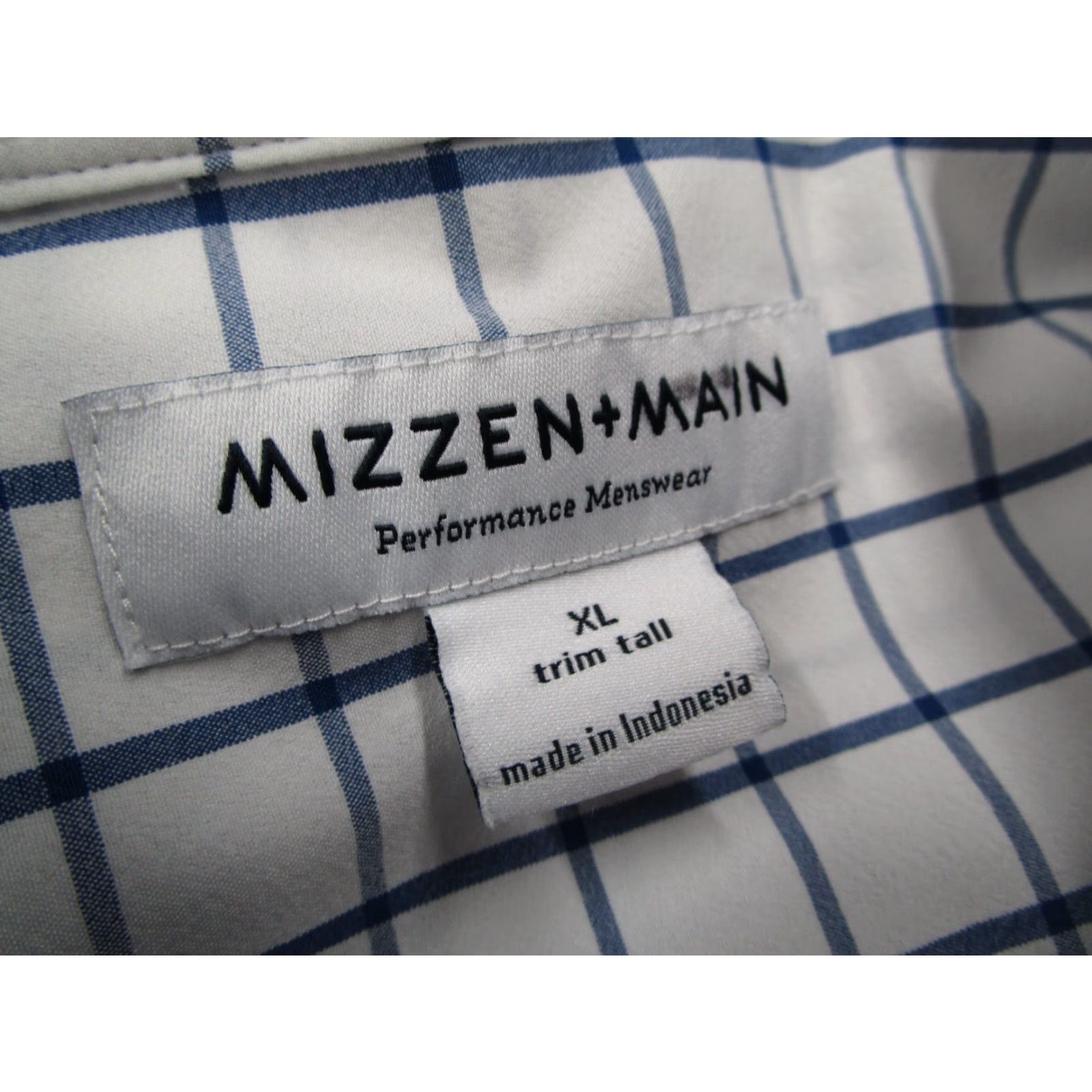 Mizzen+Main Mizzen+Main Shirt Mens Blue Check Long Sleeve Button Up - Big & Tall XL Trim - Polyester Blend - Button Up - City Classic Preppy - Mens Size US XL / EU 56 / 4 - 3 Thumbnail