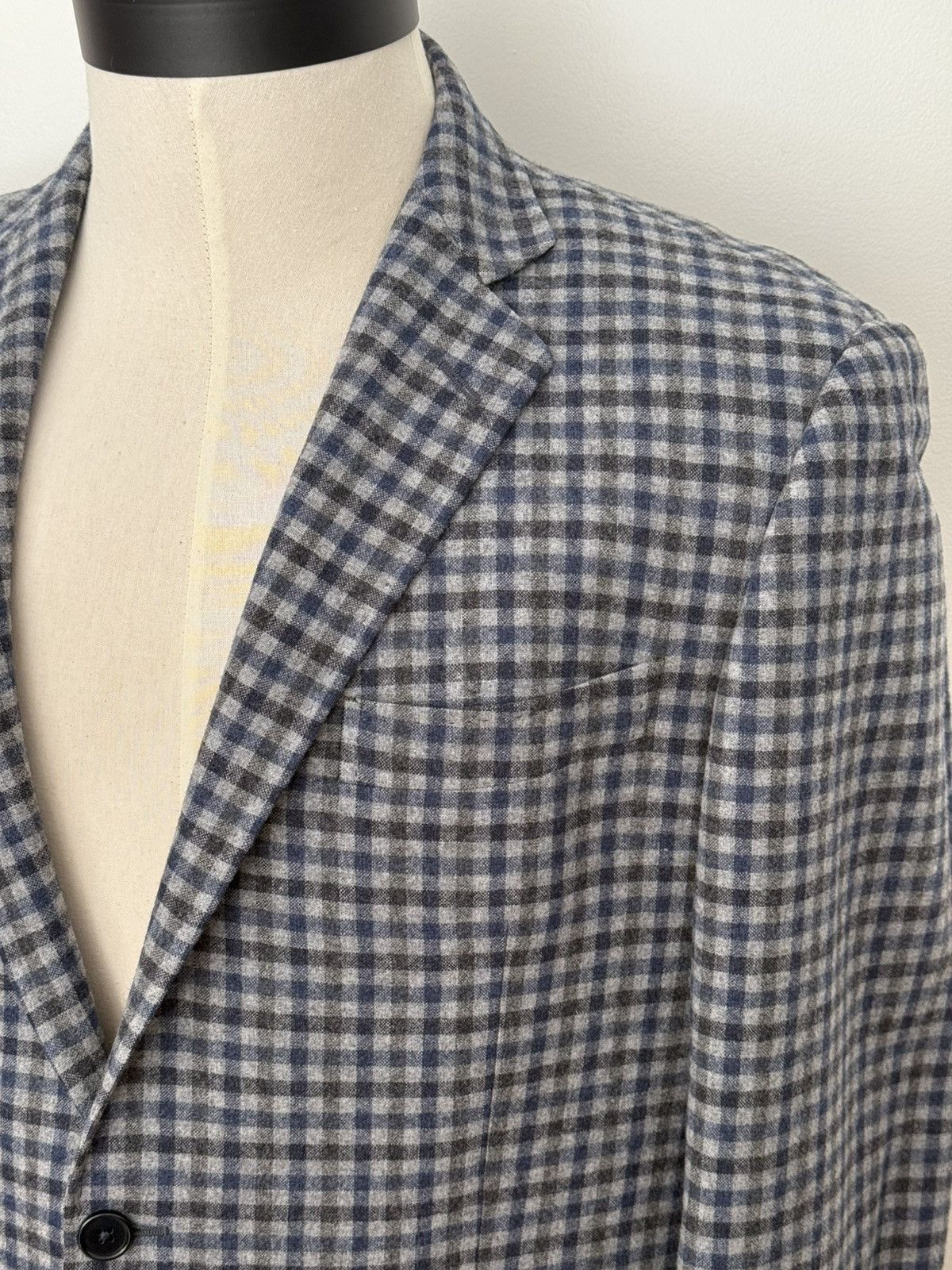 Tombolini Tombolini Blue and Black Sport Coat with Classic Check Size 44R - 2 Thumbnail