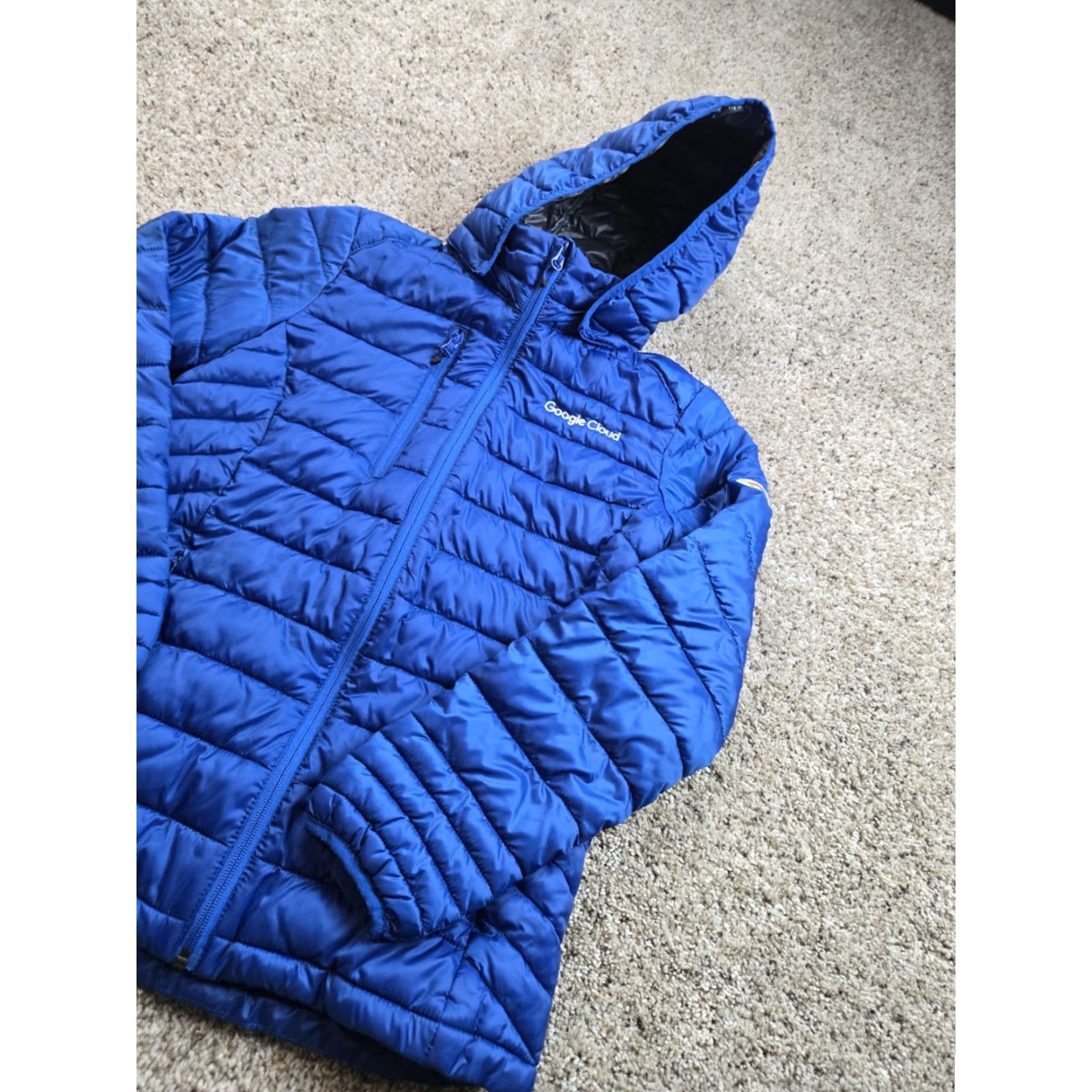 Vintage Clique Puffer Jacket Womens Small Blue Full Zip Pockets Hooded Jacket Size S / US 4 / IT 40 - 2 Thumbnail