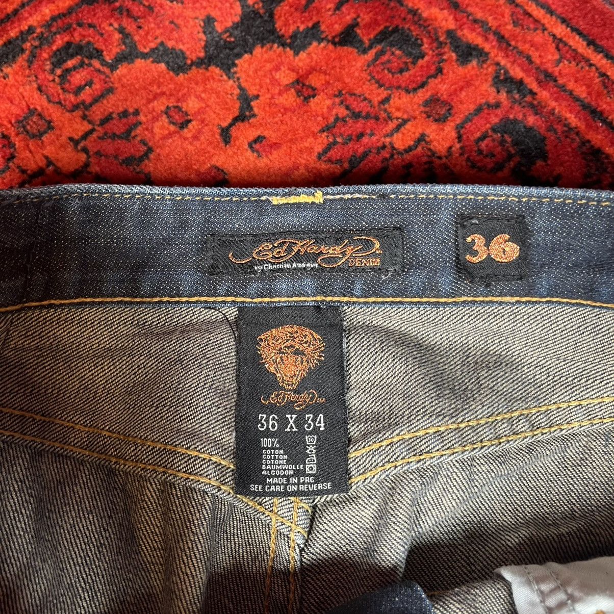 Ed Hardy Ed Hardy Jeans Big White Script Back Logo Dark Blue Wash Y2K Size US 36 / EU 52 - 10 Thumbnail