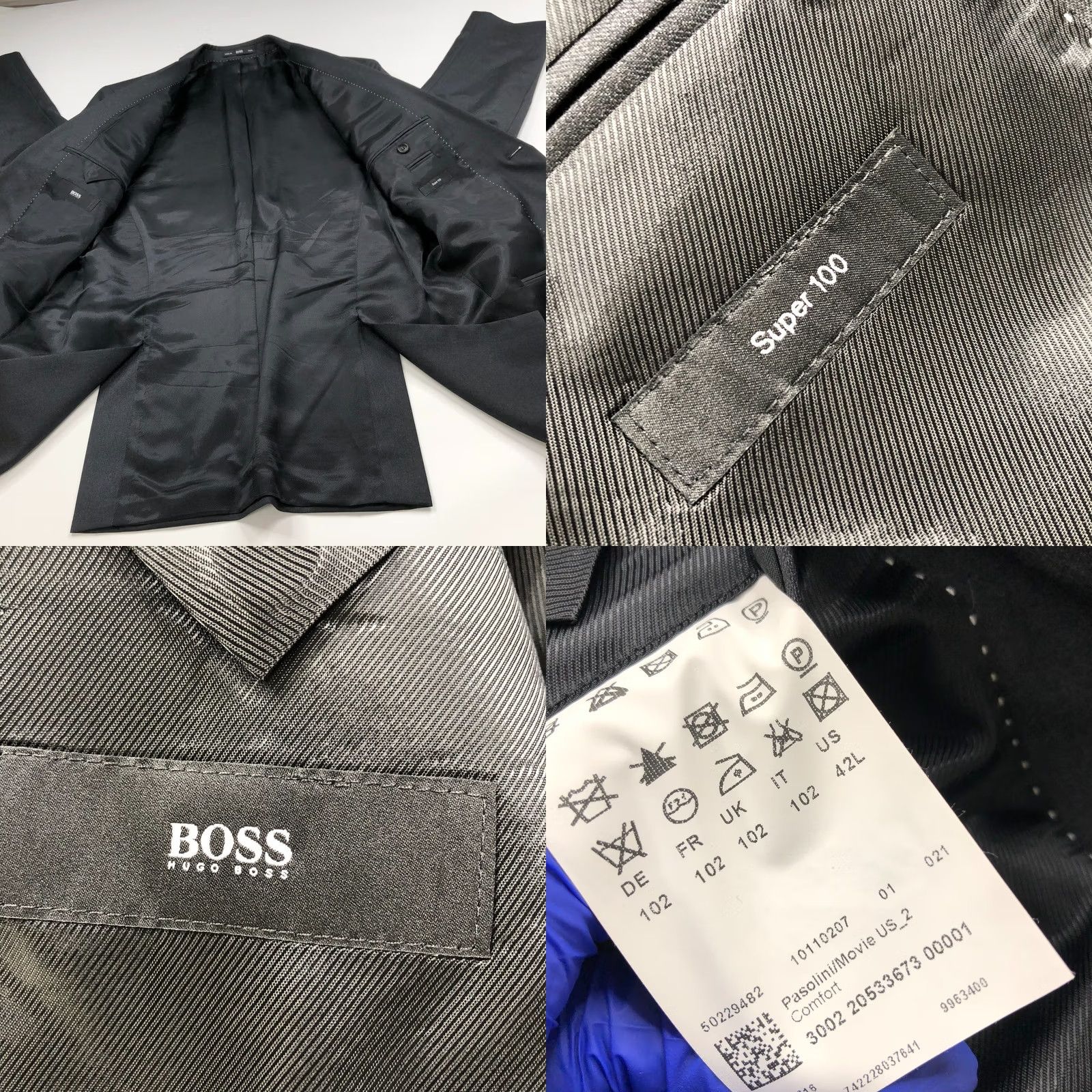 Hugo Boss Hugo Boss Blazer Jacket Mens 42L Wool Gray Notch Long 2-Button Single-Breasted Movie Pasolini Style Runtime: N/A Size 42R - 9 Thumbnail