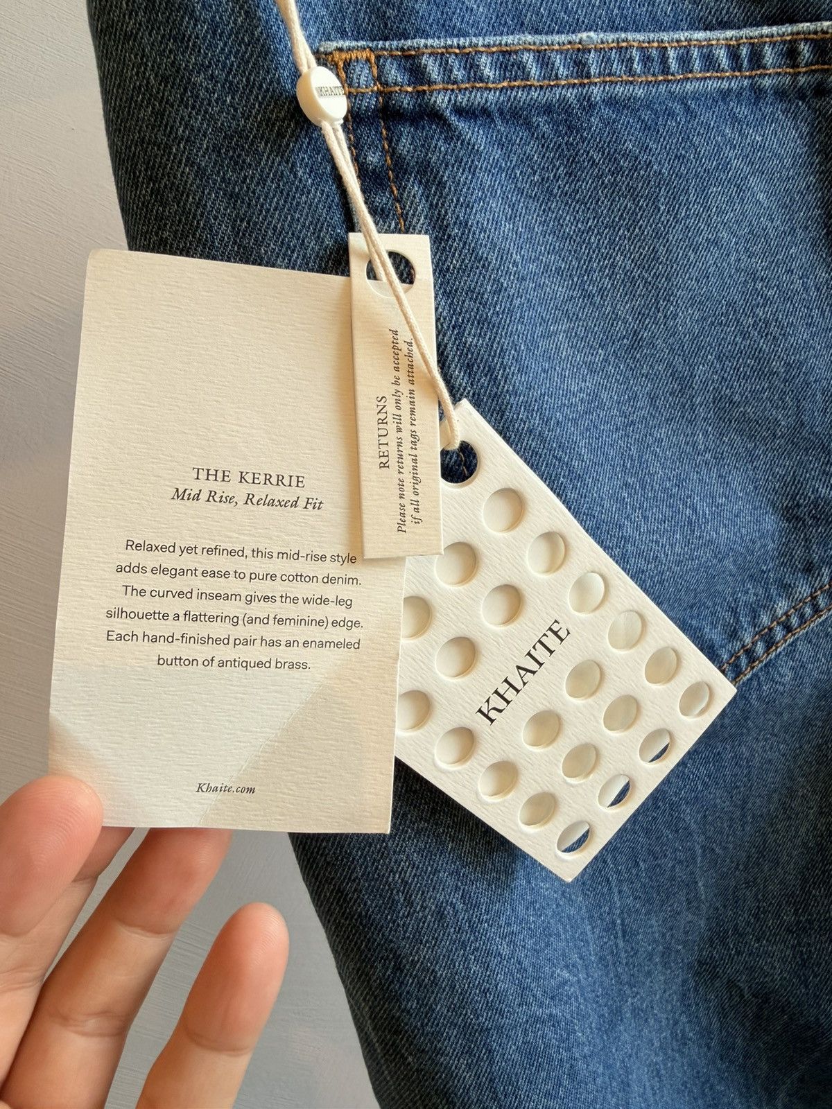 KHAITE NWT Khaite Kerrie Jeans Denim Straight Leg Raw Hem Size 30 Size 30" / US 8 / IT 44 - 7 Thumbnail