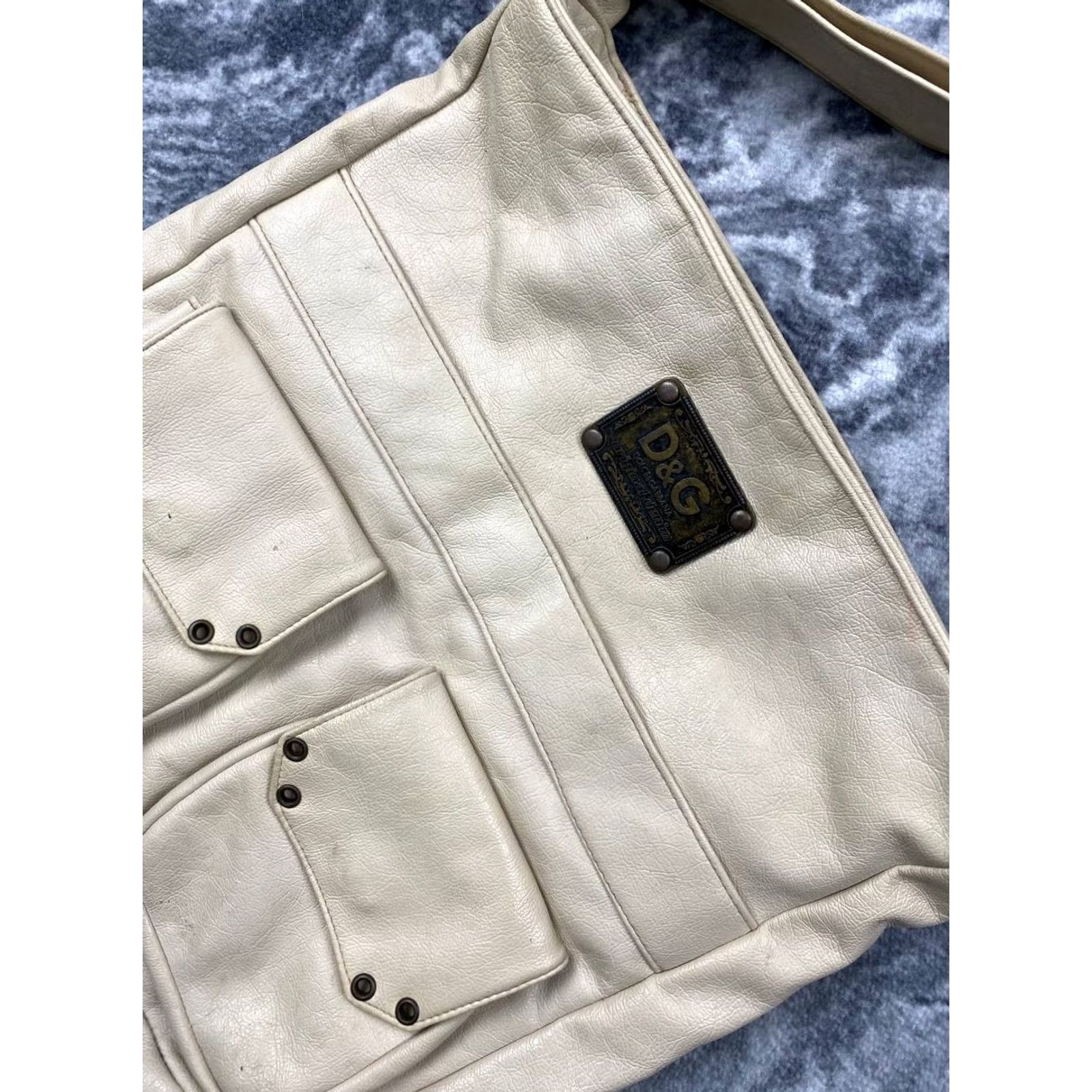 Dolce & Gabbana VINTAGE Dolce&Gabbana DG Logo Bag Leather Shoulder Beige Women Medium 29.5x31x7.5 Gold Hardware Shoulder Bag Size ONE SIZE - 3 Thumbnail