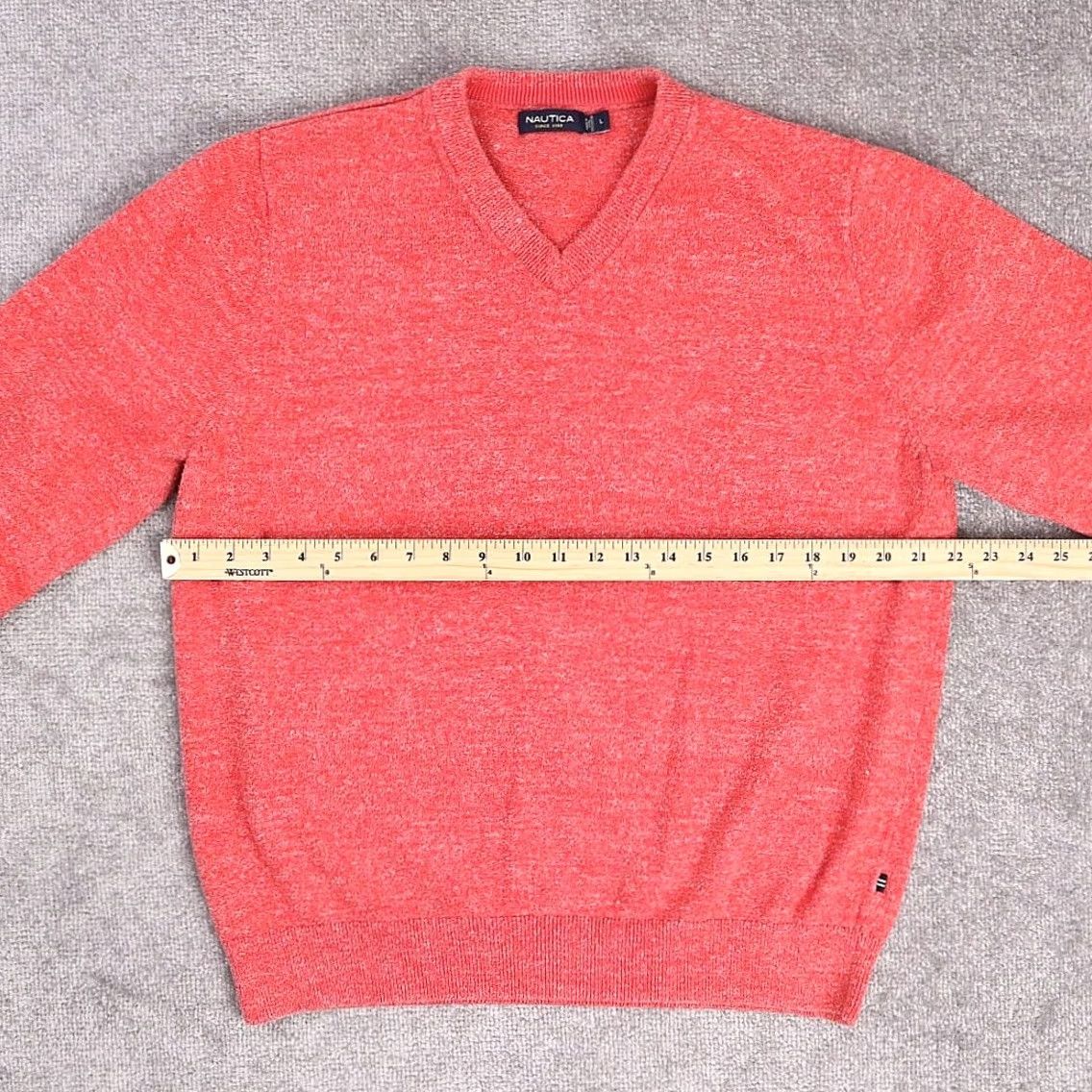 Nautica Nautica Sweatshirt L Pink Long Sleeve V Neck Pullover 100% Cotton Mens Size US L / EU 52-54 / 3 - 4 Thumbnail