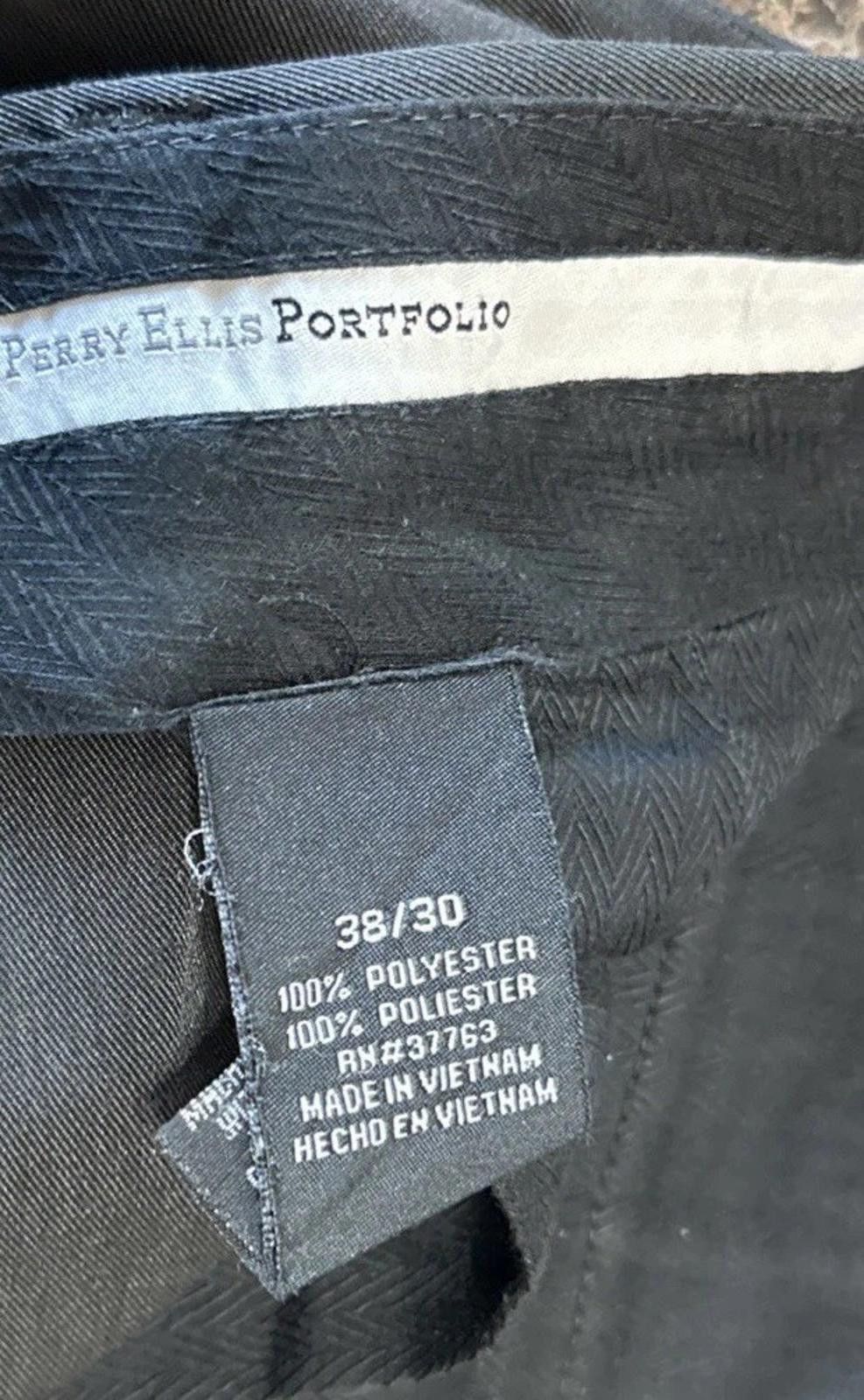 Designer Perry Ellis Portfolio Mens Slacks Dress Pants Gray 40x30 Size US 40 / EU 56 - 2 Thumbnail