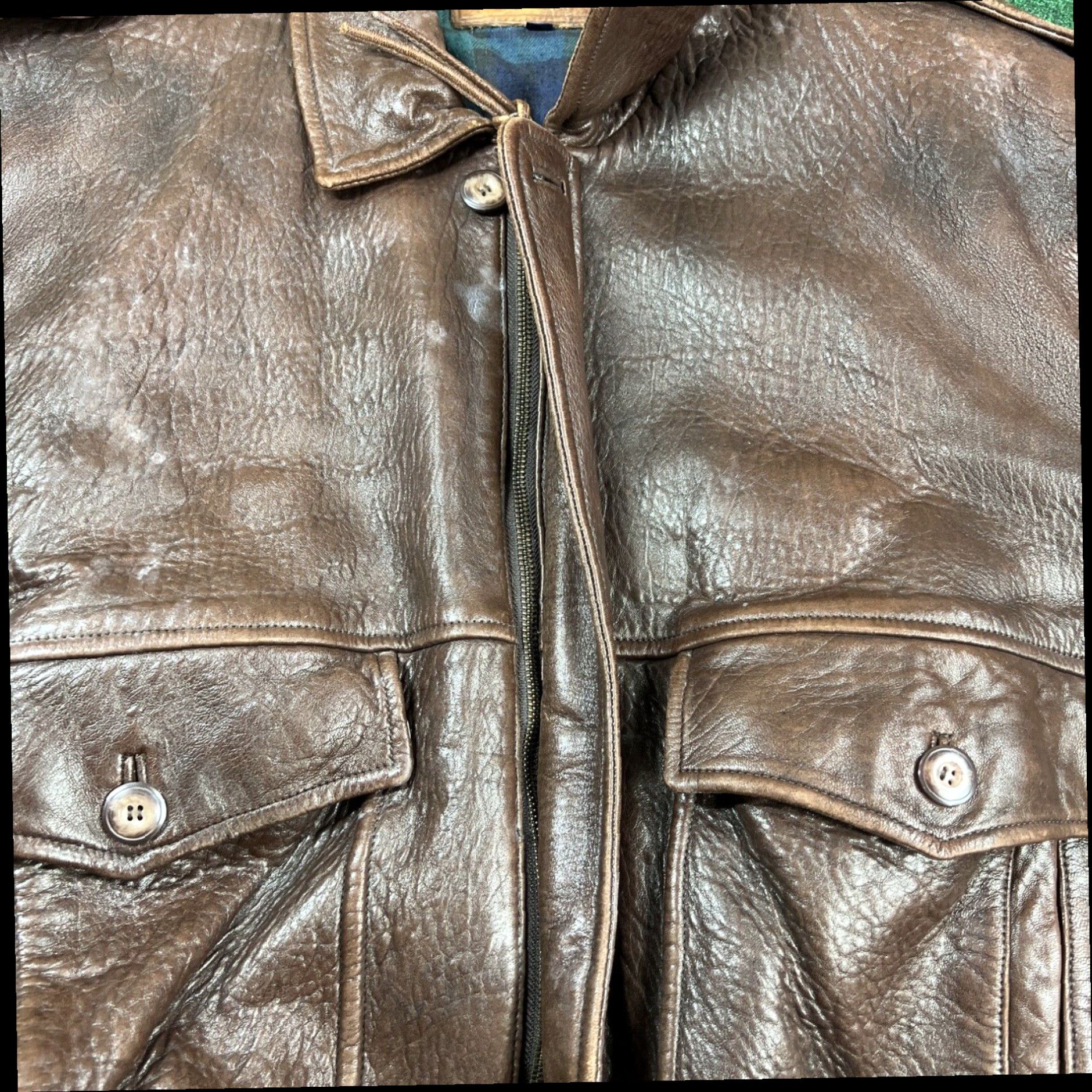 Eddie Bauer Eddie Bauer Lamb Skin Leather Jacket Sz L Plaid Field Military Size US L / EU 52-54 / 3 - 3 Thumbnail