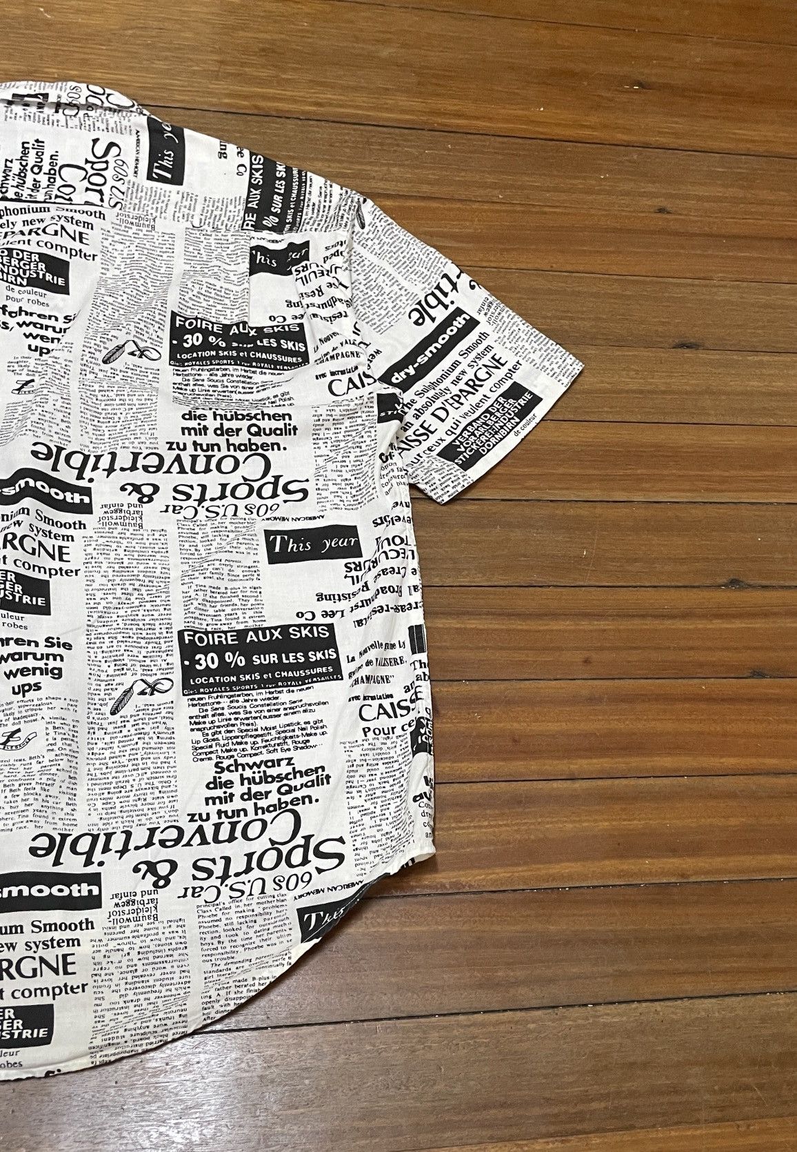 Japanese Brand × Vintage Vintage Highest Garment News Paper Full Print Shirt 1990s Size US L / EU 52-54 / 3 - 8 Thumbnail