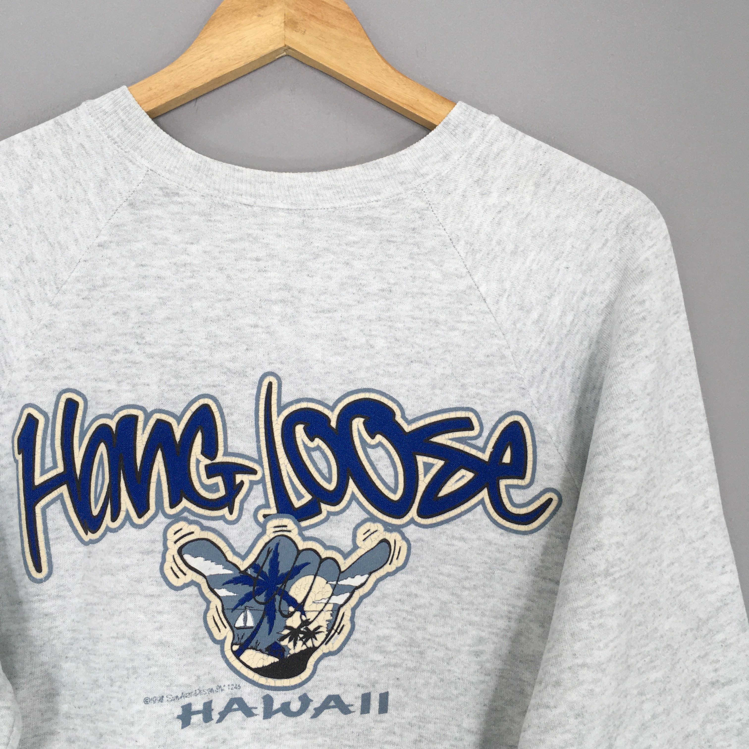 Fruit Of The Loom × Vintage Vintage 1990s Hang Loose Hawaii Sweatshirt Medium Size US M / EU 48-50 / 2 - 2 Thumbnail