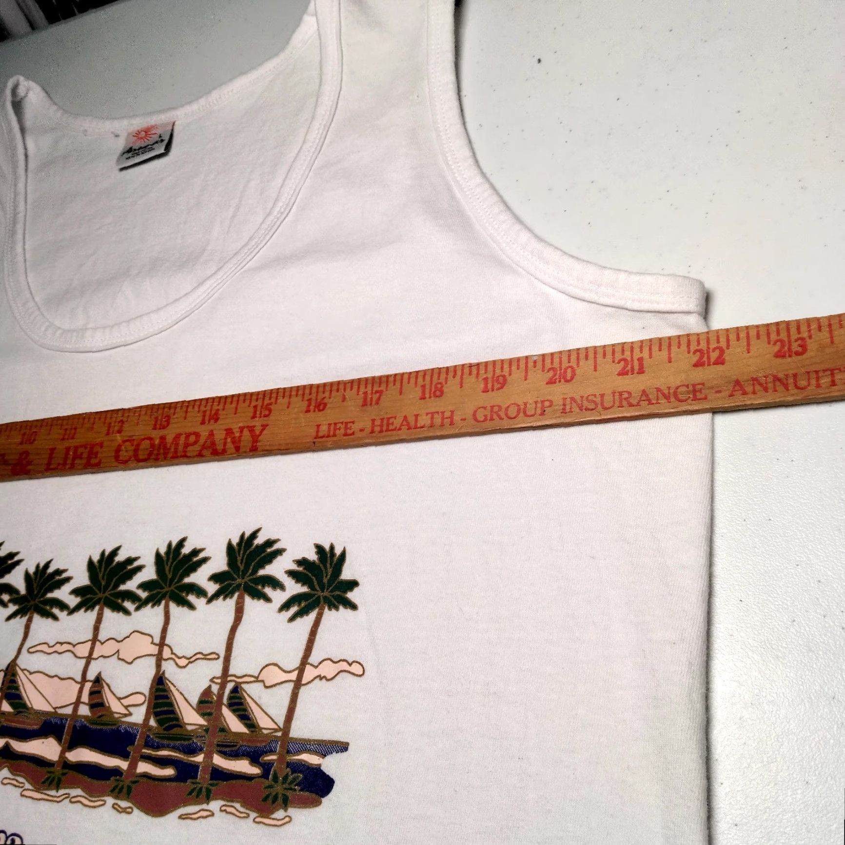 Vintage VINTAGE Aremar Tank Top Dress/Swim Cover Up Women's Large White Knit 1990s Sailboats Beach Casual Size L / US 10 / IT 46 - 6 Thumbnail