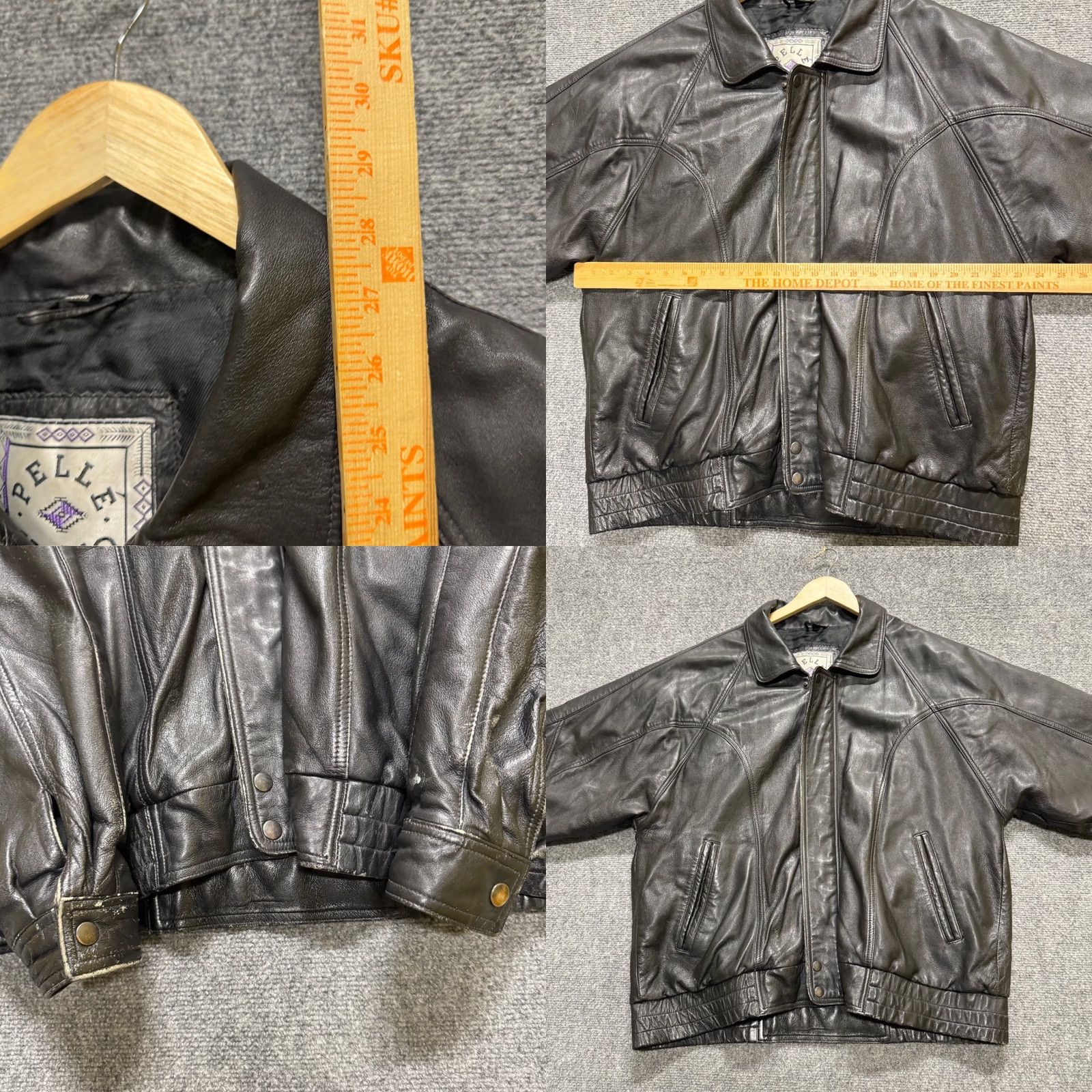 Pelle Pelle VTG Pelle Uomo Leather Jacket Mens XL Quilted Lined Full Zip Biker Grunge Jacket Black Leather Bomber Mens XL Size US XL / EU 56 / 4 - 8 Thumbnail