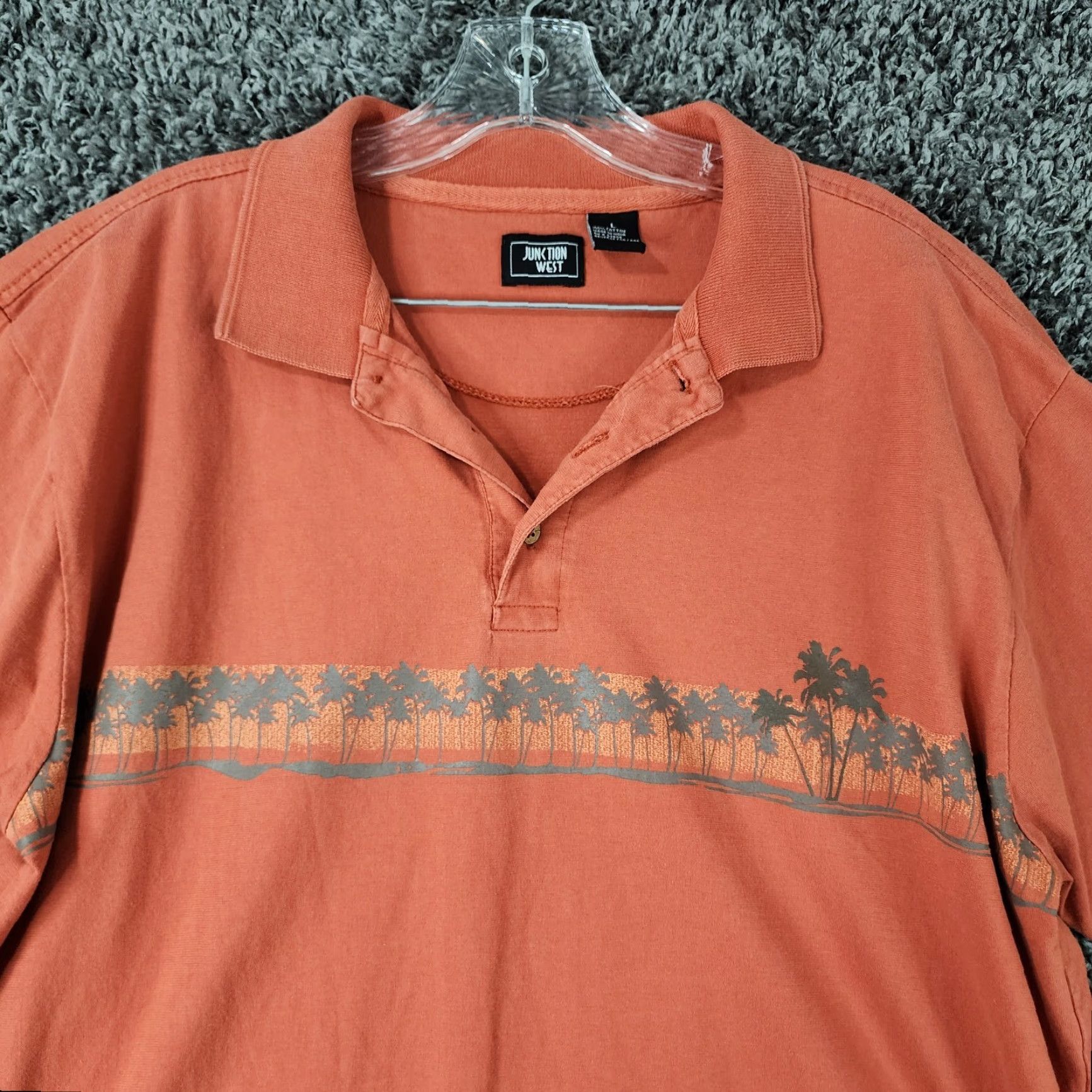 Vintage Junction West Polo Shirt Mens Short Sleeve Palm Tree Orange Red Size L Size US L / EU 52-54 / 3 - 3 Thumbnail