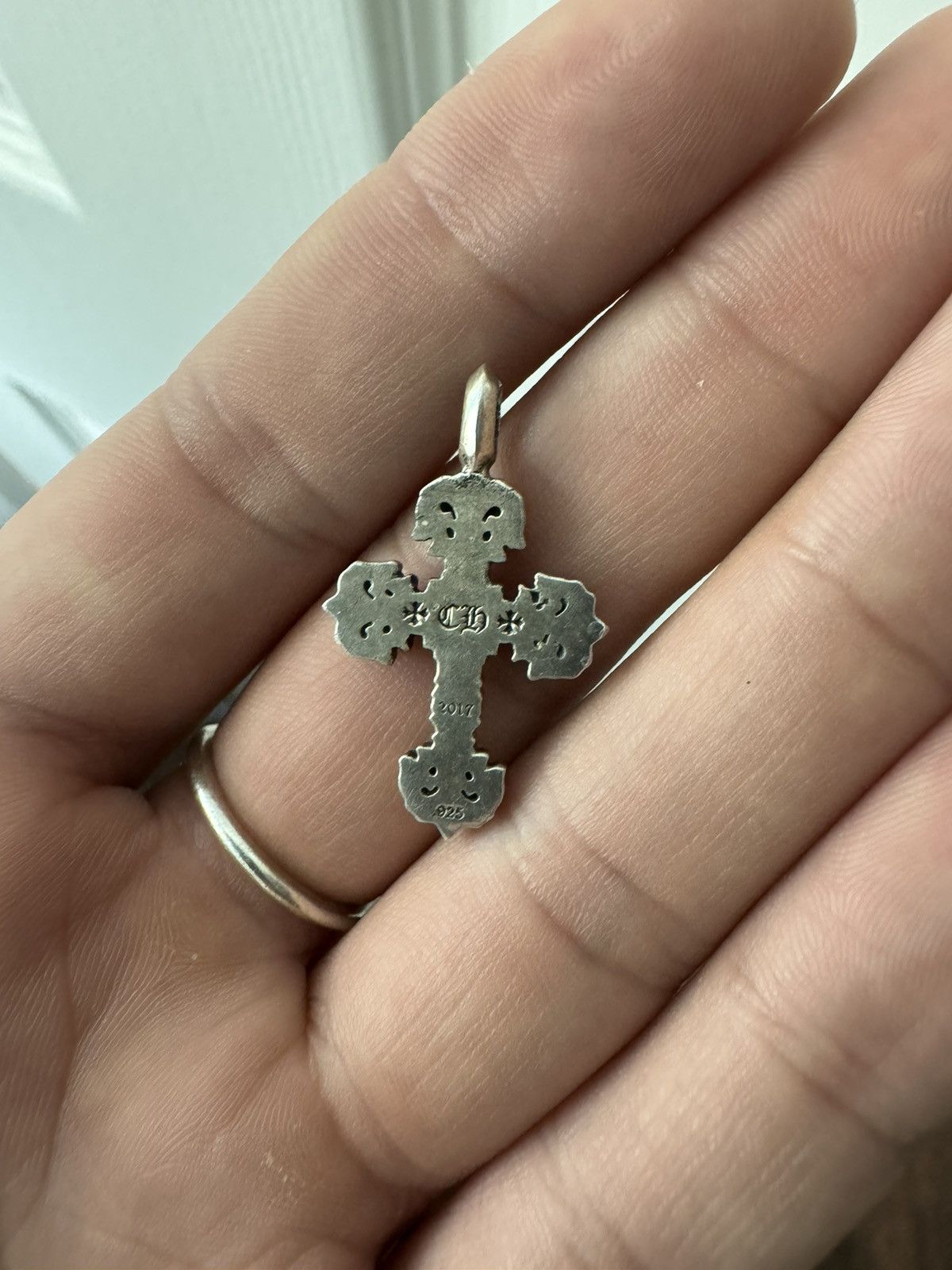 CHROME HEARTS Pendant Top Tiny Filigree Cross Charm 22K Gold