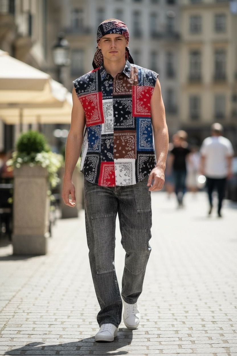 Uniqlo STEALS🔥Vtg Punk Black Patchwork Denim Undercover Vibe Size US 30 / EU 46 - 2 Thumbnail