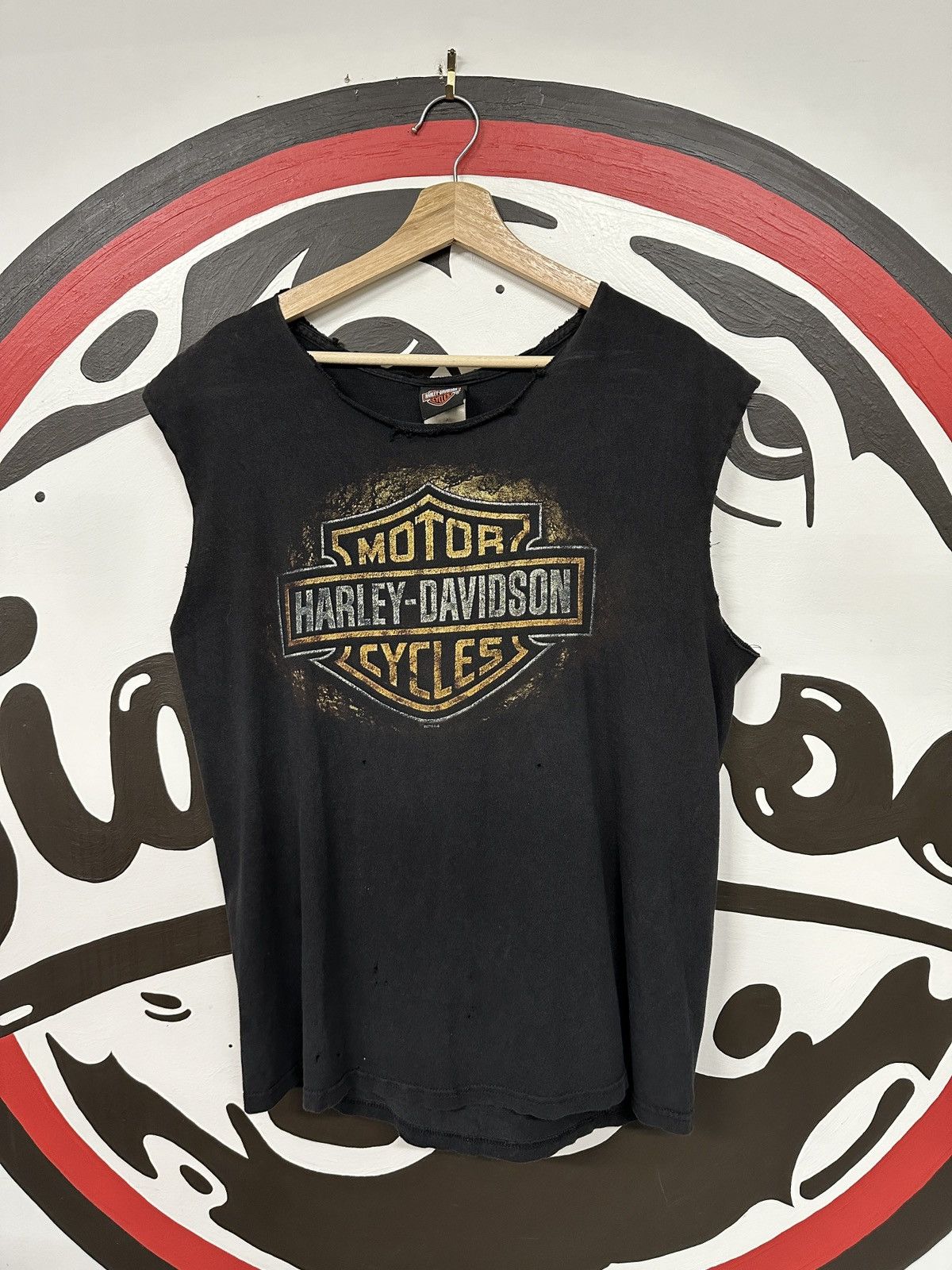 Harley Davidson × Vintage 2012 Harley Davidson Cut off Distressed Tee Size US L / EU 52-54 / 3 - 1 Thumbnail