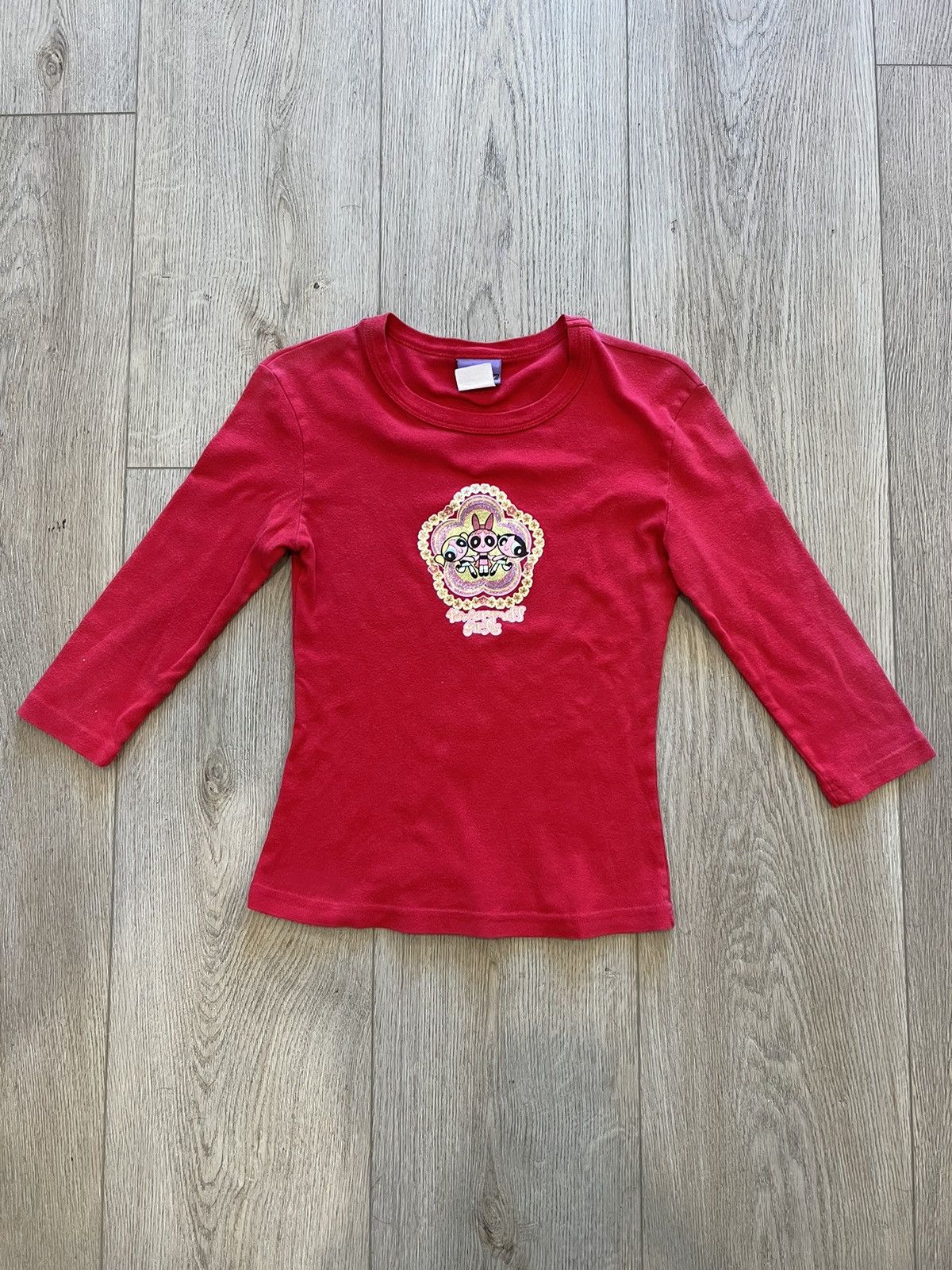 Cartoon Network Glittery Y2K Powerpuff Girls Long Sleeve Baby Tee Top Size S / US 4 / IT 40 - 2 Thumbnail