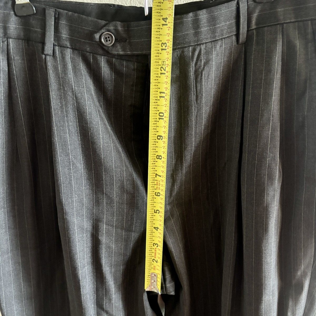 Brooks Brothers Brooks Brothers Men's Black Stripe 90s Wide Leg Suit Pants Size 34R - 9 Thumbnail