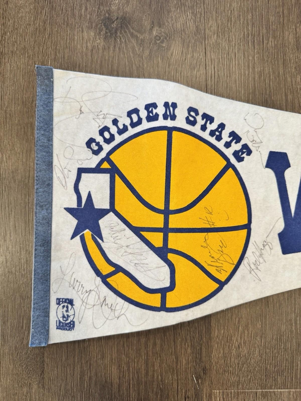 Designer 1988-89 Golden State Warriors Signed Pennant 7 Autos Size ONE SIZE - 4 Thumbnail