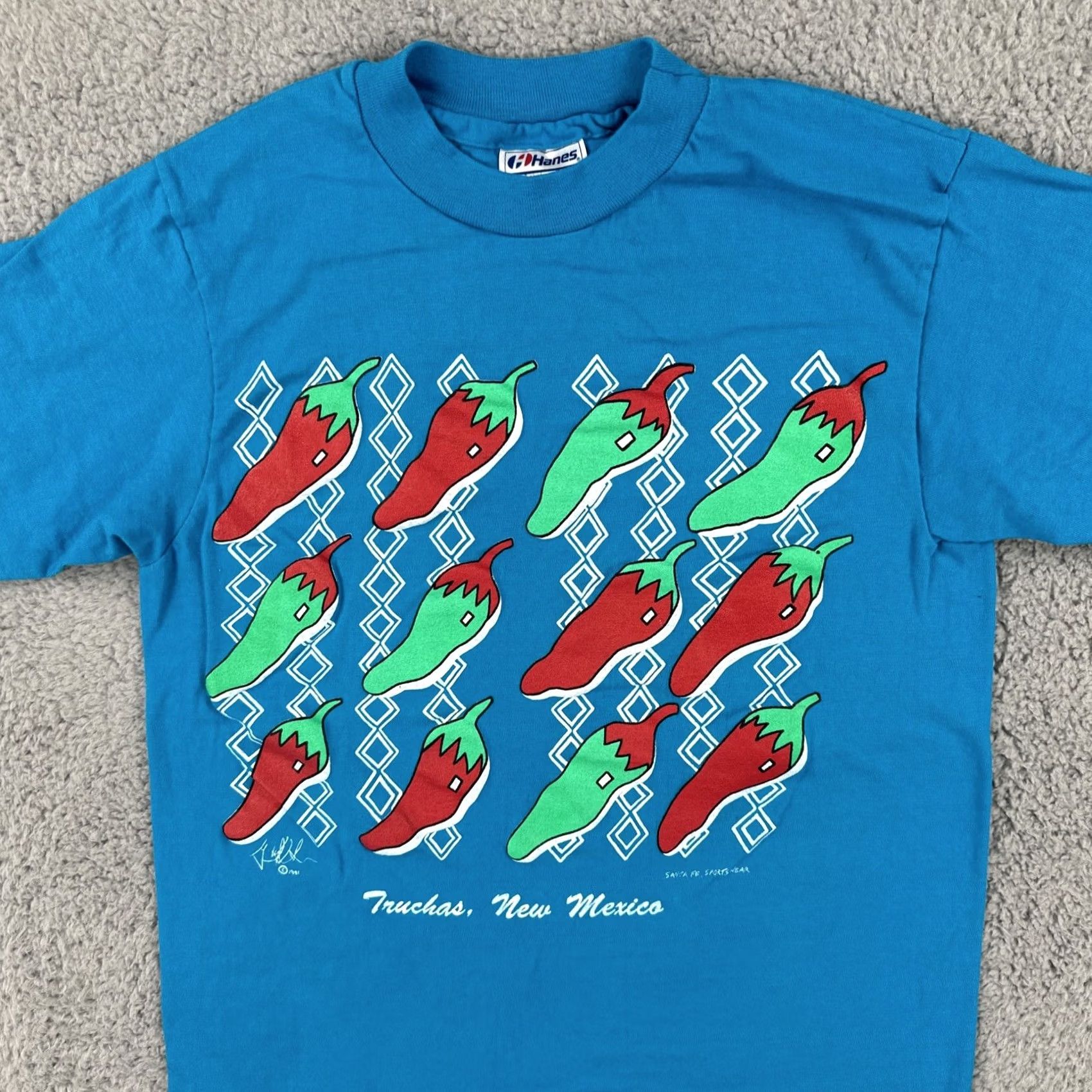 Hanes VINTAGE Hanes Beefy-T Mens S Blue T Shirt Single Stitch Made In USA 1990s Graphic Tee Cotton Blend Short Sleeve Mens Size US S / EU 44-46 / 1 - 3 Thumbnail