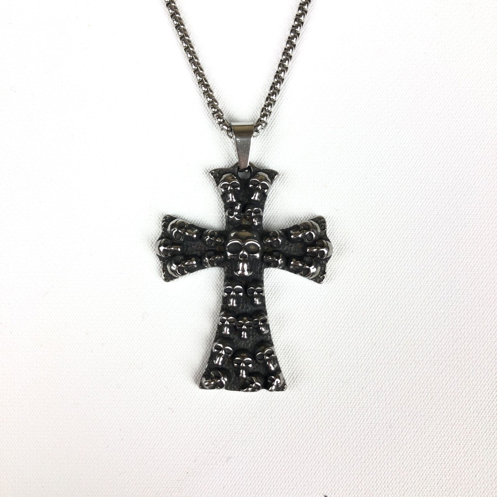 Jewelry Skull Cross Necklace Punk Chain Size ONE SIZE - 1 Thumbnail