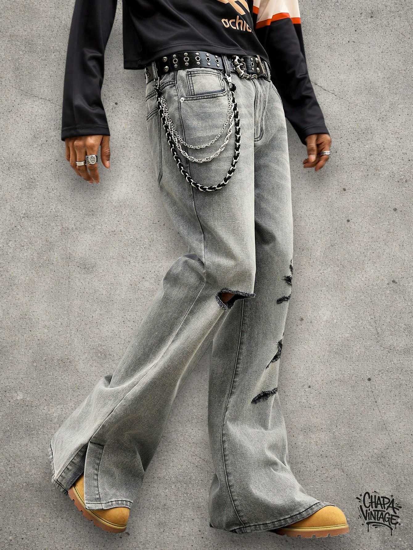 Vintage Wide leg light gray jeans Size US 32 / EU 48 - 3 Thumbnail