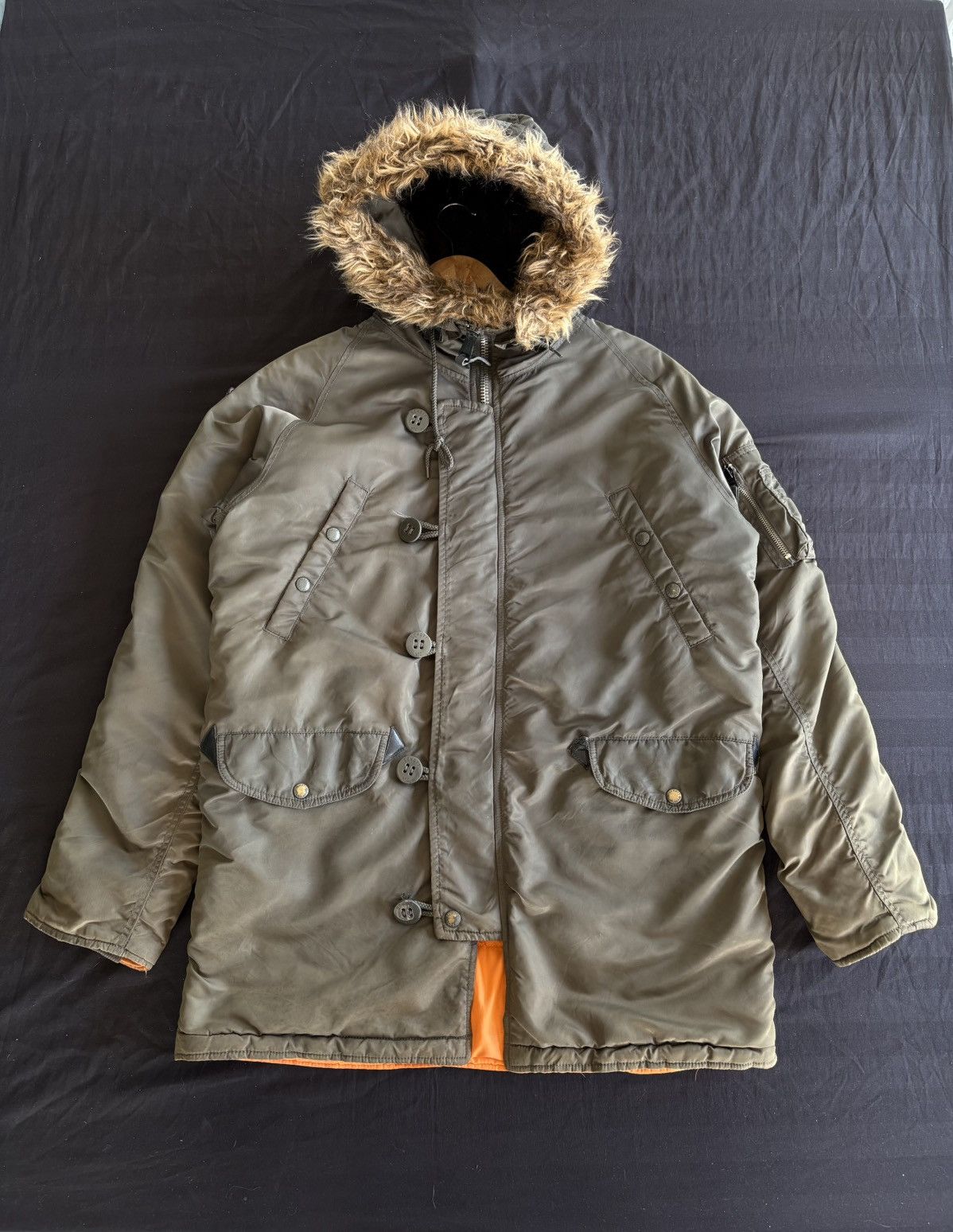 Schott Schott N.Y.C. Olive Green N-3B Snorkel Faux Fur Parka Jacket Size US M / EU 48-50 / 2 - 1 Thumbnail