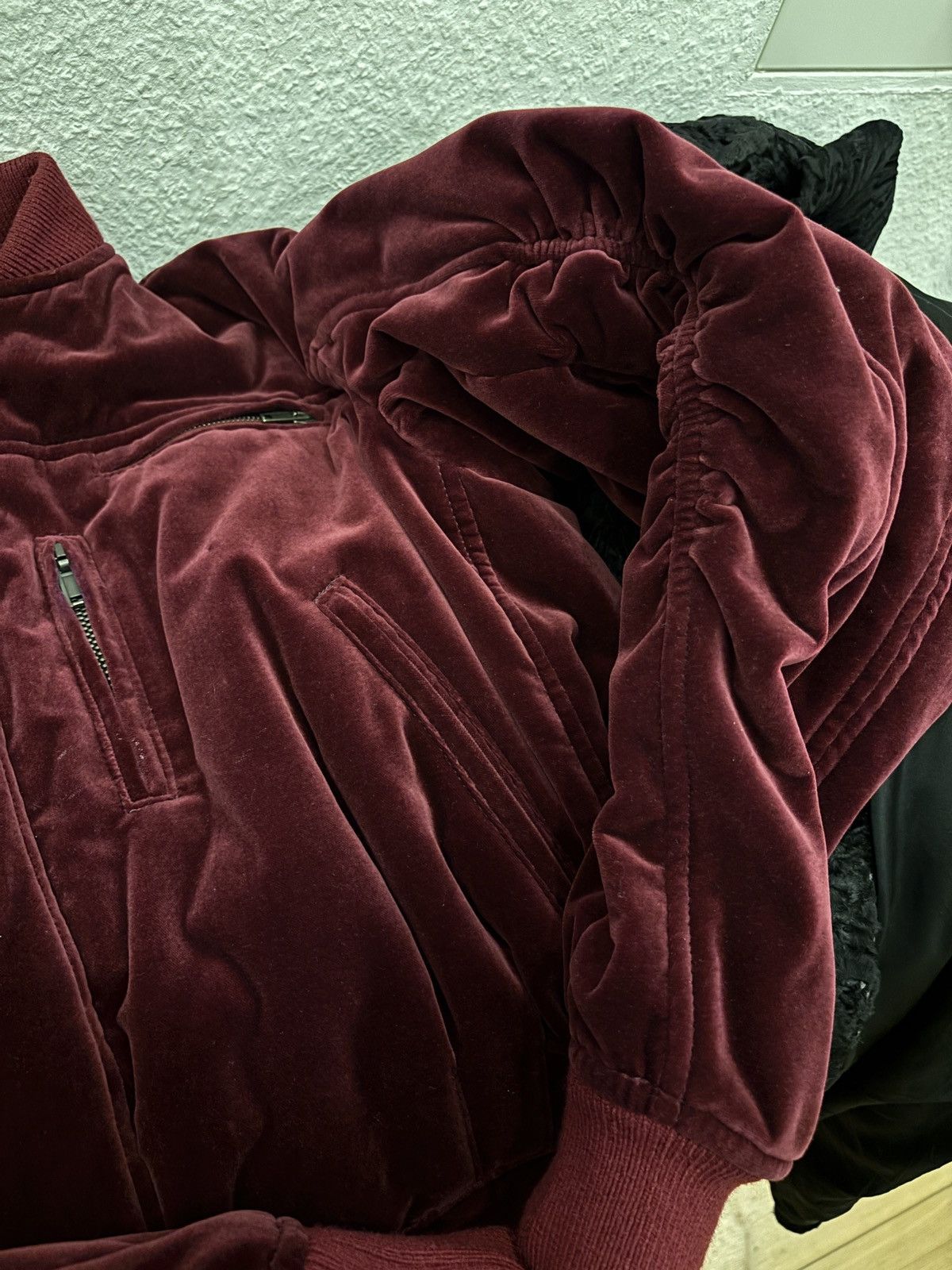 Haider Ackermann Haider Ackermann FW15 Burgundy Velvet Biker Bomber Size US XS / EU 42 / 0 - 14 Thumbnail