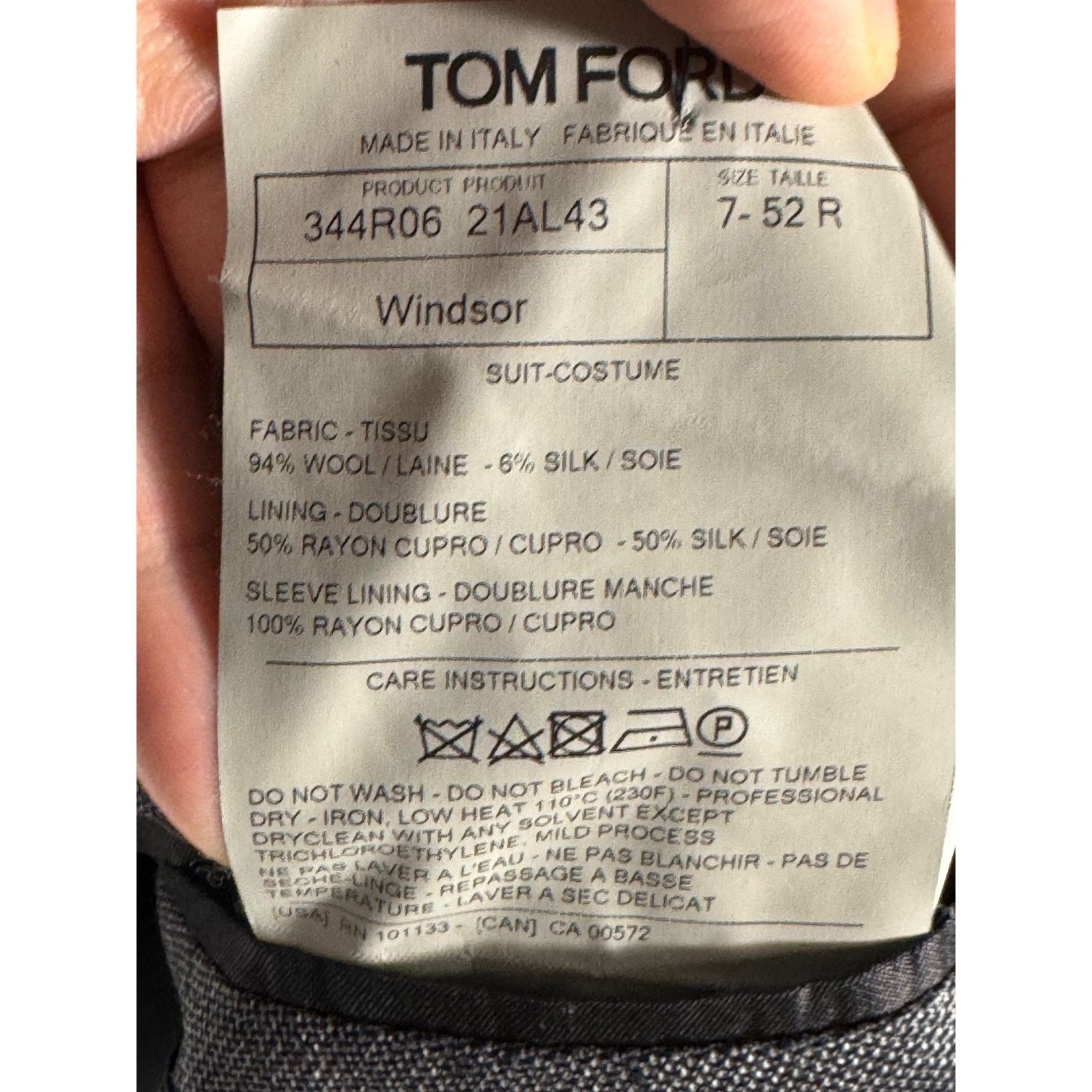 Tom Ford Tom Ford Gray Windsor Wool Silk Windowpane Peak Blazer 42R Size 42R - 6 Thumbnail