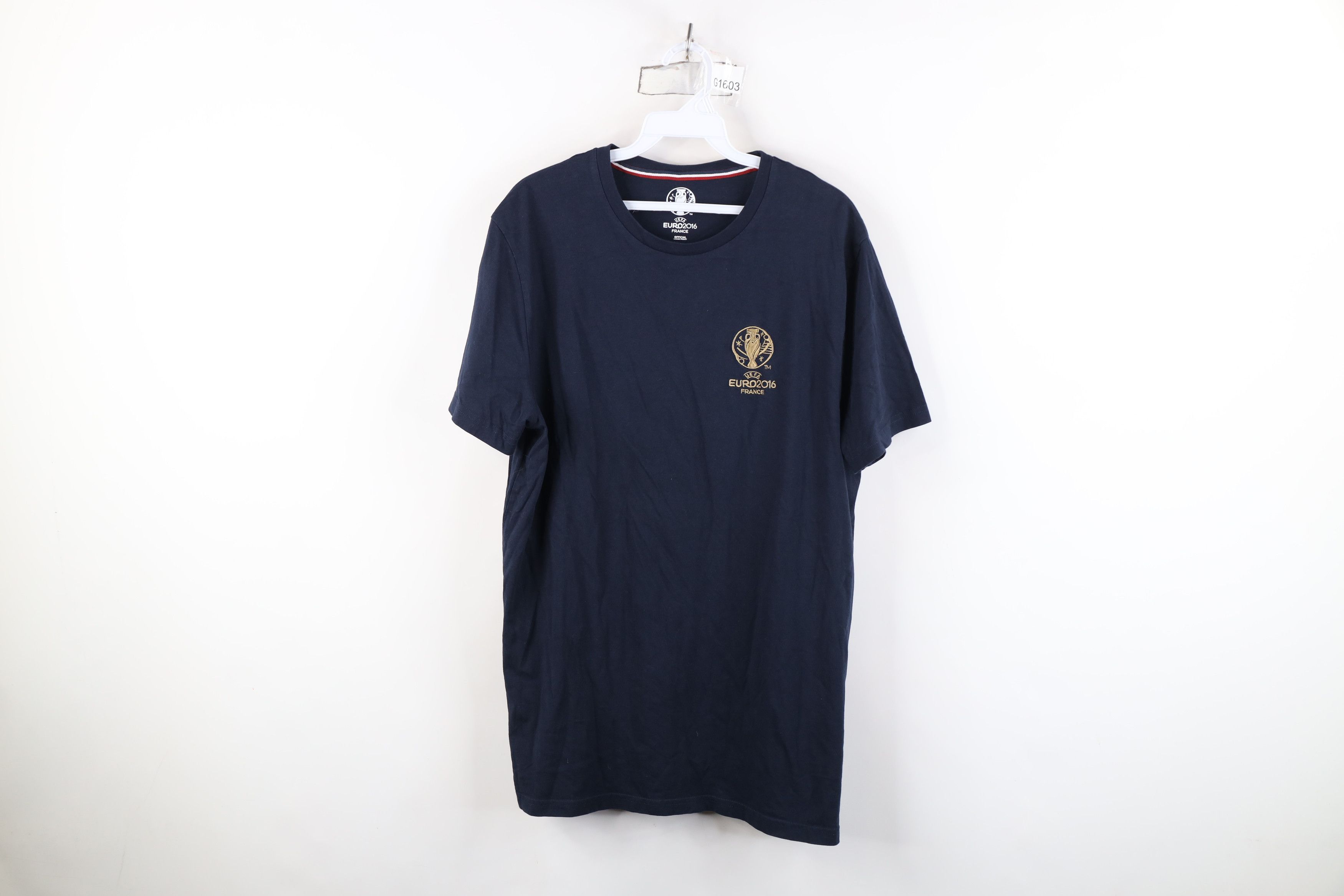 Vintage Y2K UEFA Euro France Soccer Football T-Shirt Navy Blue Size XL / US 12-14 / IT 48-50 - 1 Thumbnail