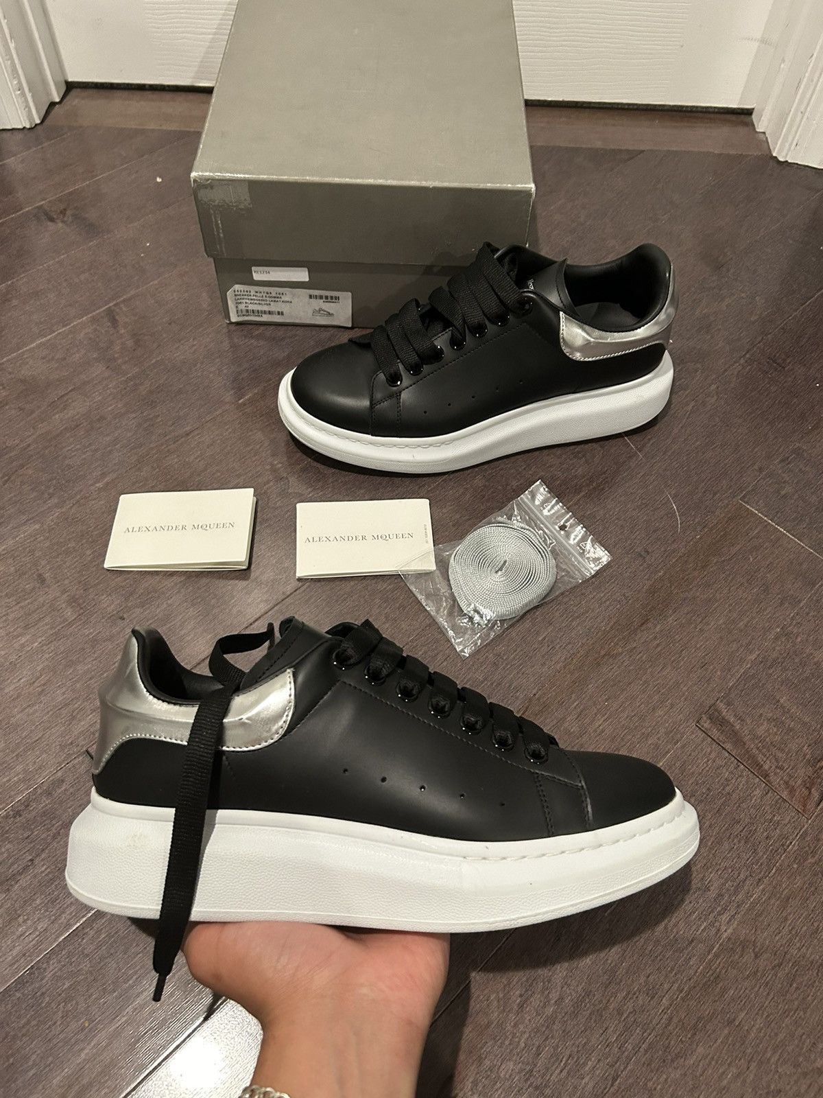 Alexander McQueen ALEXANDER MCQUEENS OVERSIZED SNEAKERS BLK SILVER WHITE Grailed