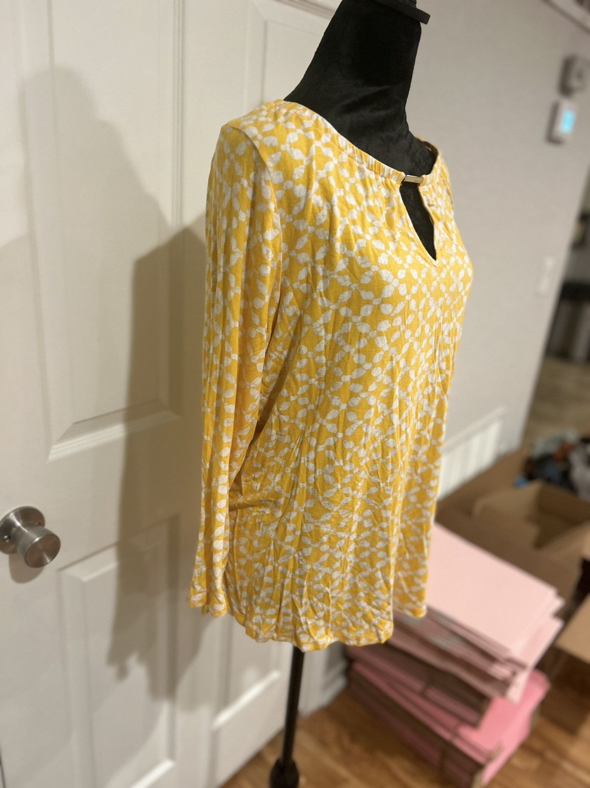 Michael Kors Michael Kors Yellow and White Long Sleeved Blouse Size XL Size XL / US 12-14 / IT 48-50 - 4 Thumbnail