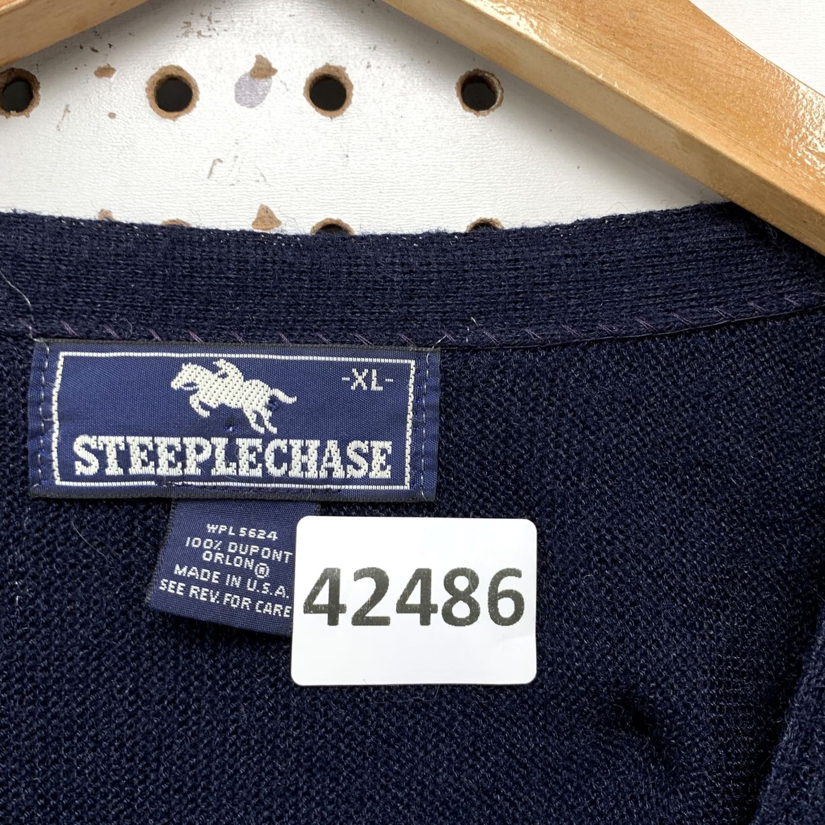 Vintage VINTAGE Steeplechase Sweater Cardigan Mens XL Navy Blue Button Up V Neck USA Size US XL / EU 56 / 4 - 3 Thumbnail