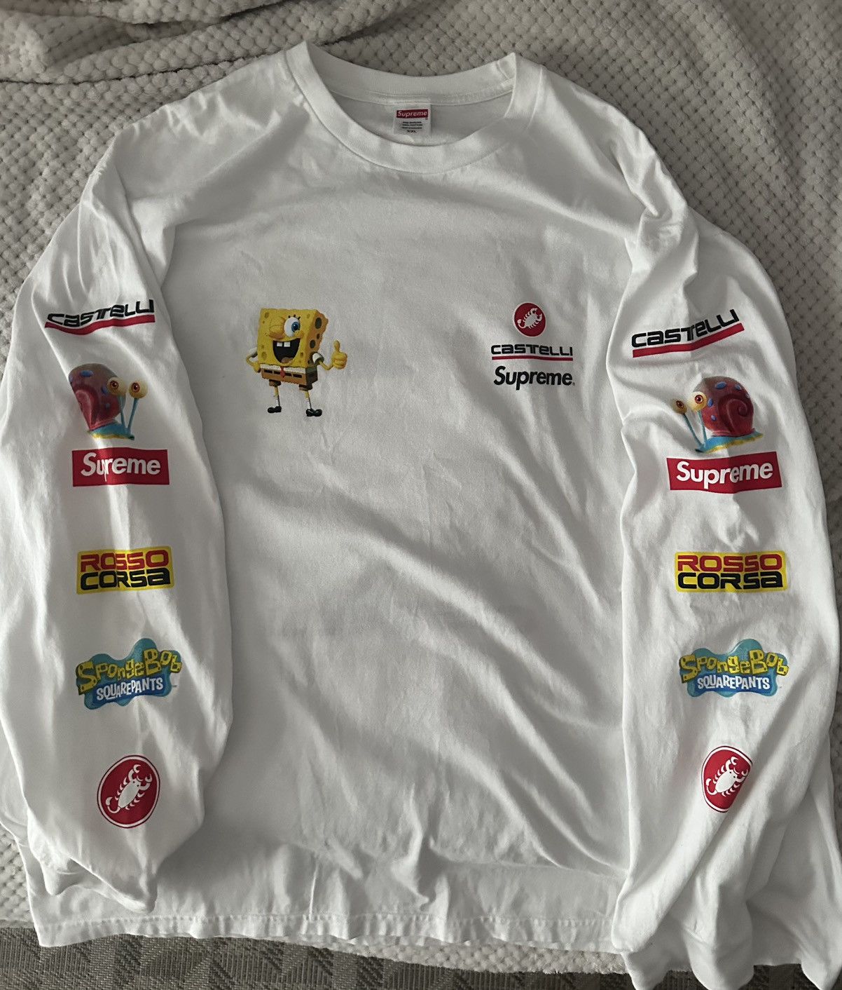 トップス Supreme x SpongeBobRacing L/S Tee White Supreme SpongeBob/Castelli Racing L/S Tee (XL) – POP SHOP