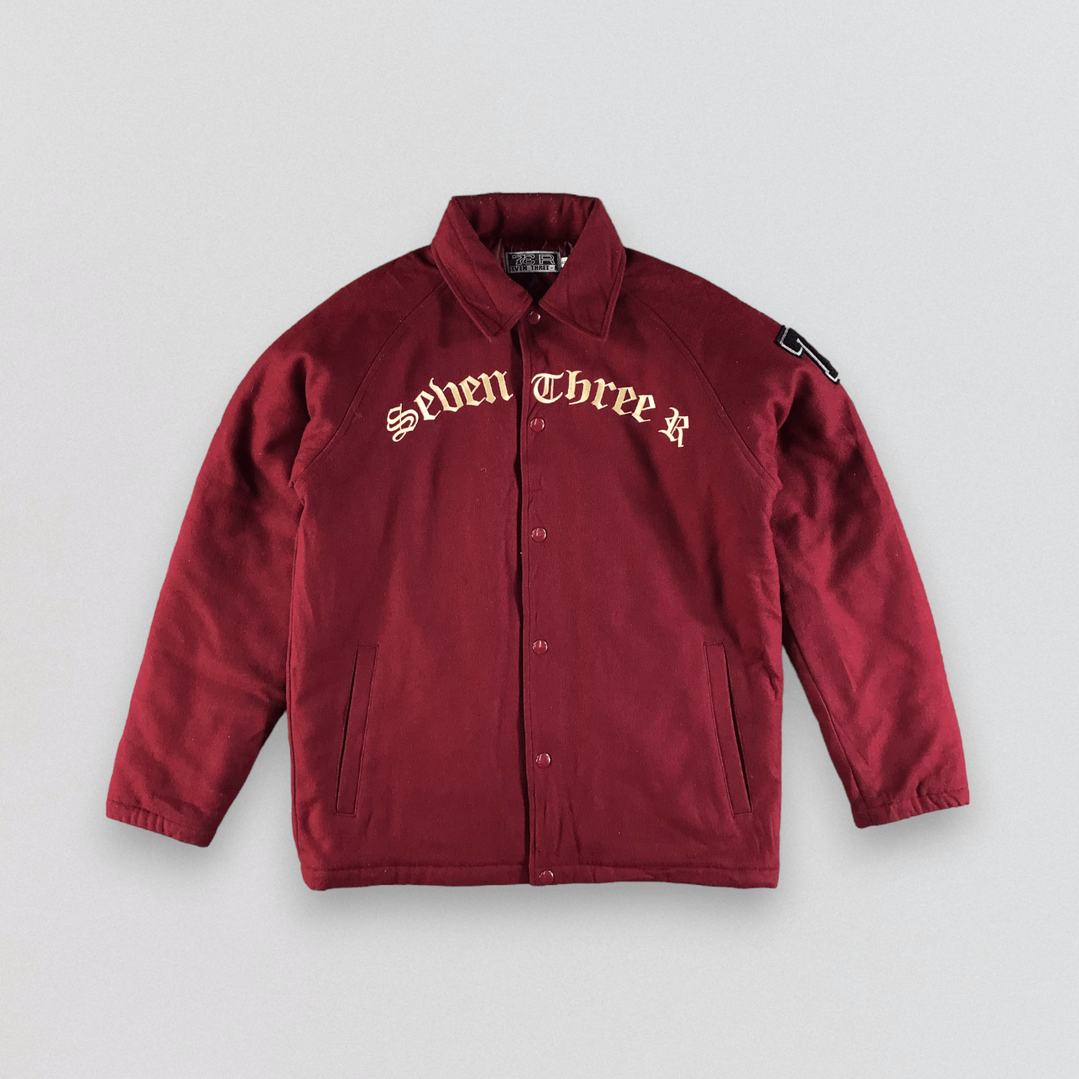 image of Seven Three-R Varsity Jacket in Red, Men's (Size Small)
