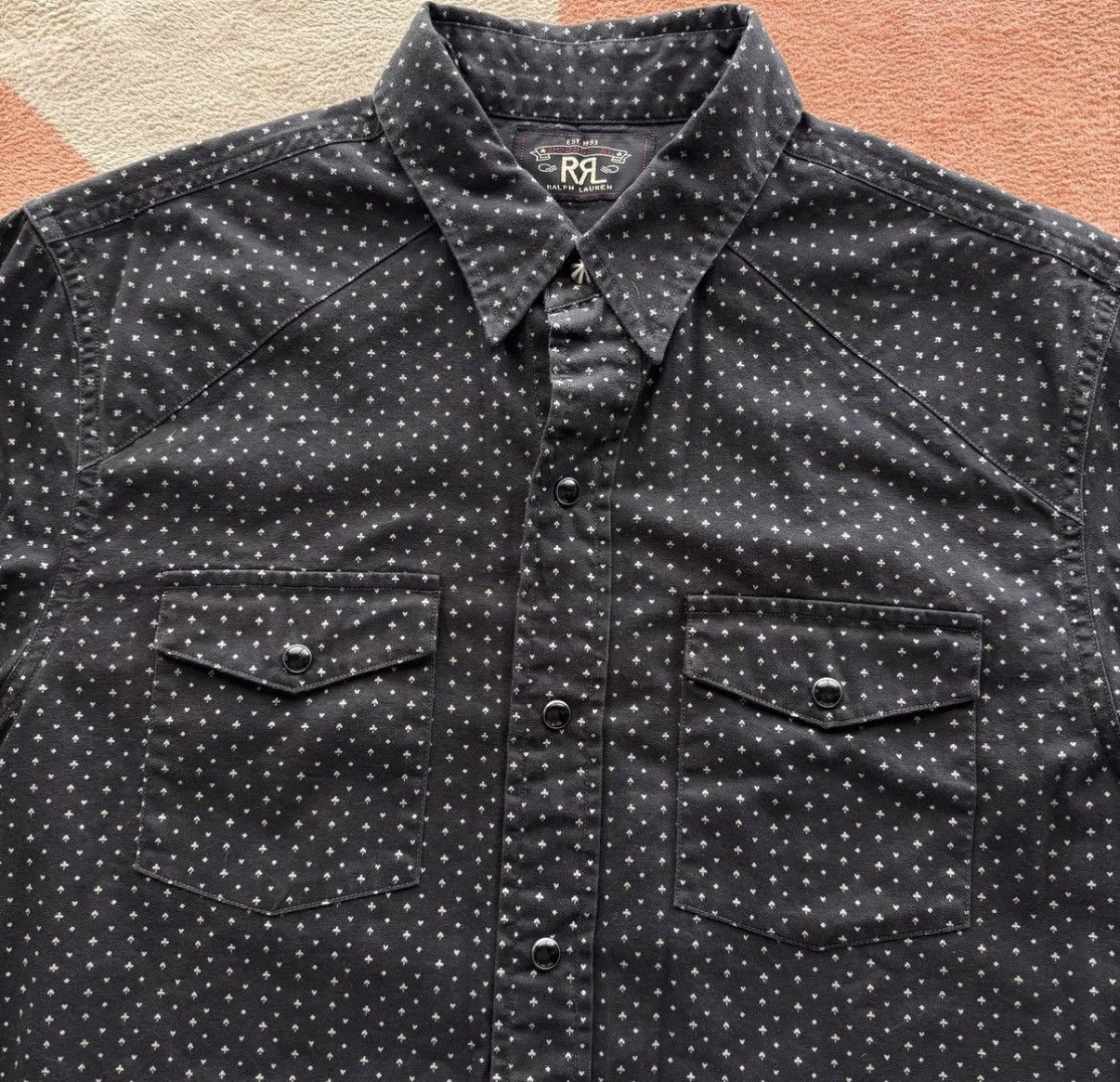 RRL Ralph Lauren RRL Ralph Lauren Double RL Black Poker Western Shirt K22 Size US M / EU 48-50 / 2 - 1 Thumbnail